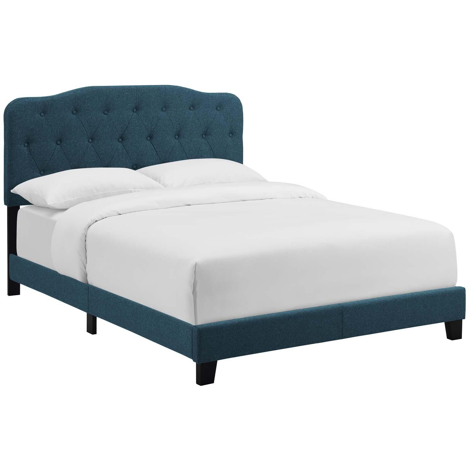Amelia Queen Upholstered Fabric Bed, Azure, large