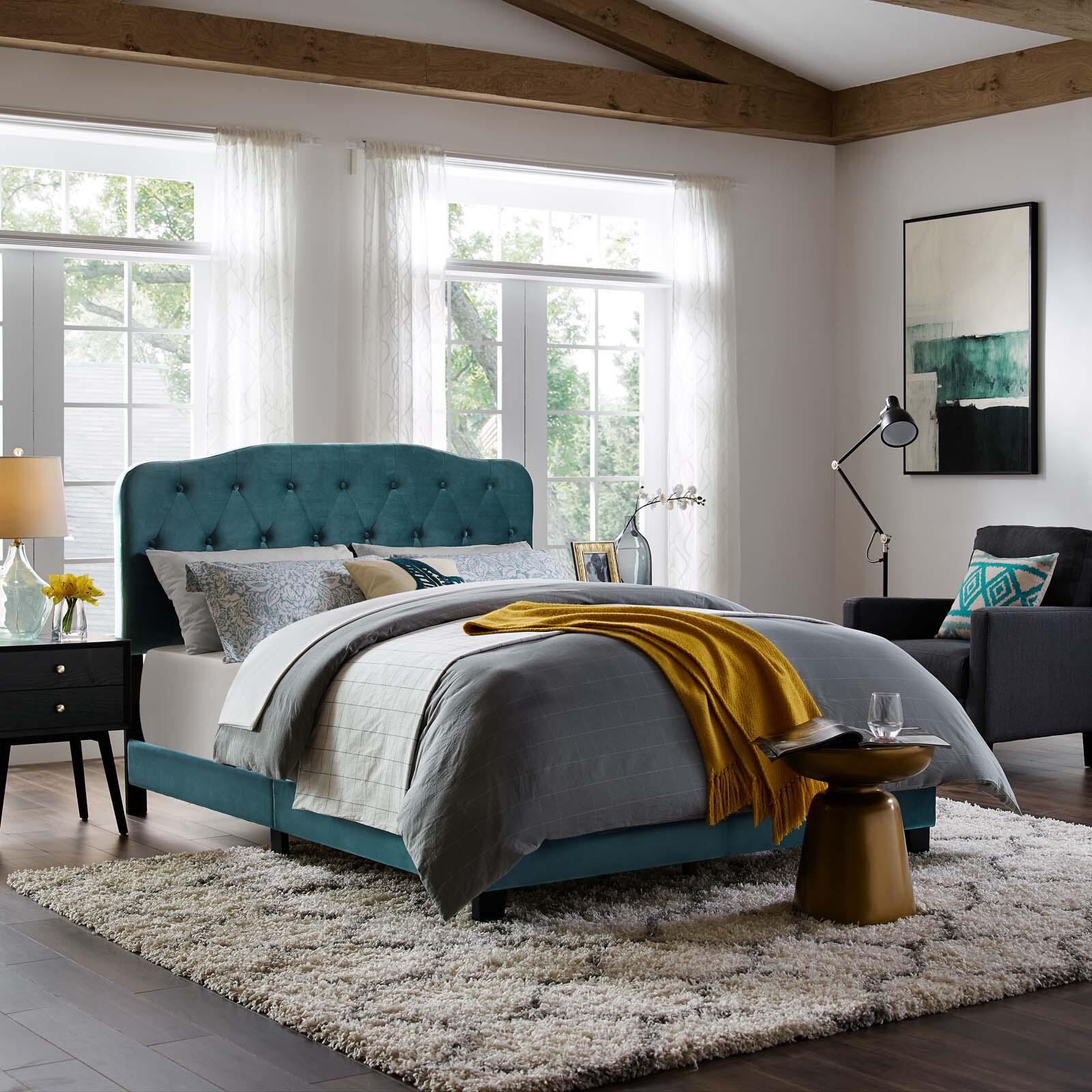 Amelia Queen Velvet Bed, , large