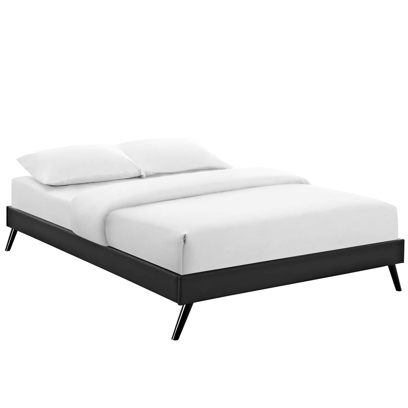 Loryn Queen Vinyl Platform Bed, Black, large