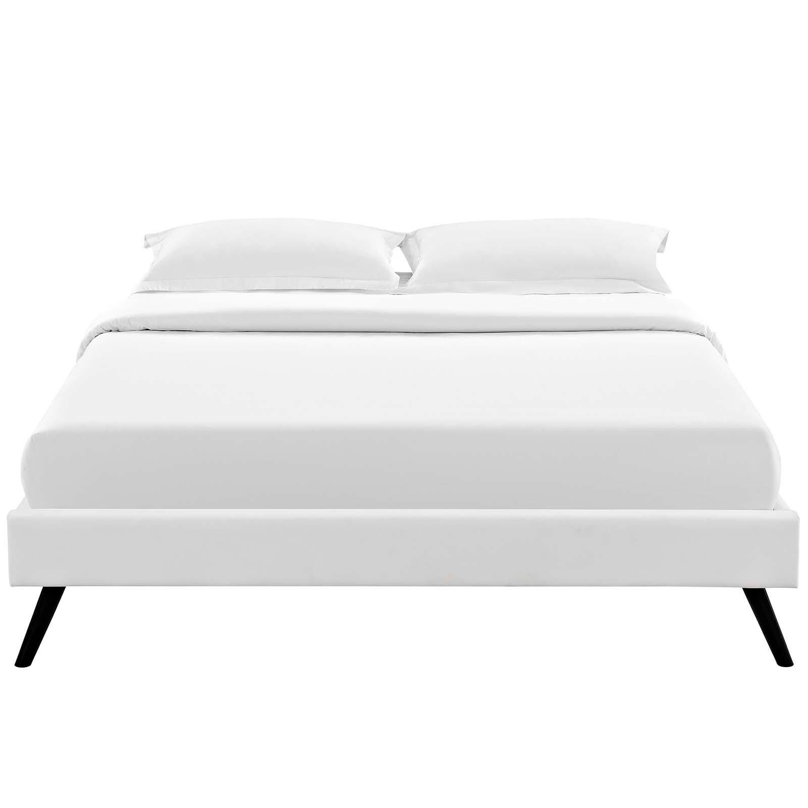 Loryn Queen Vinyl Platform Bed, White, large