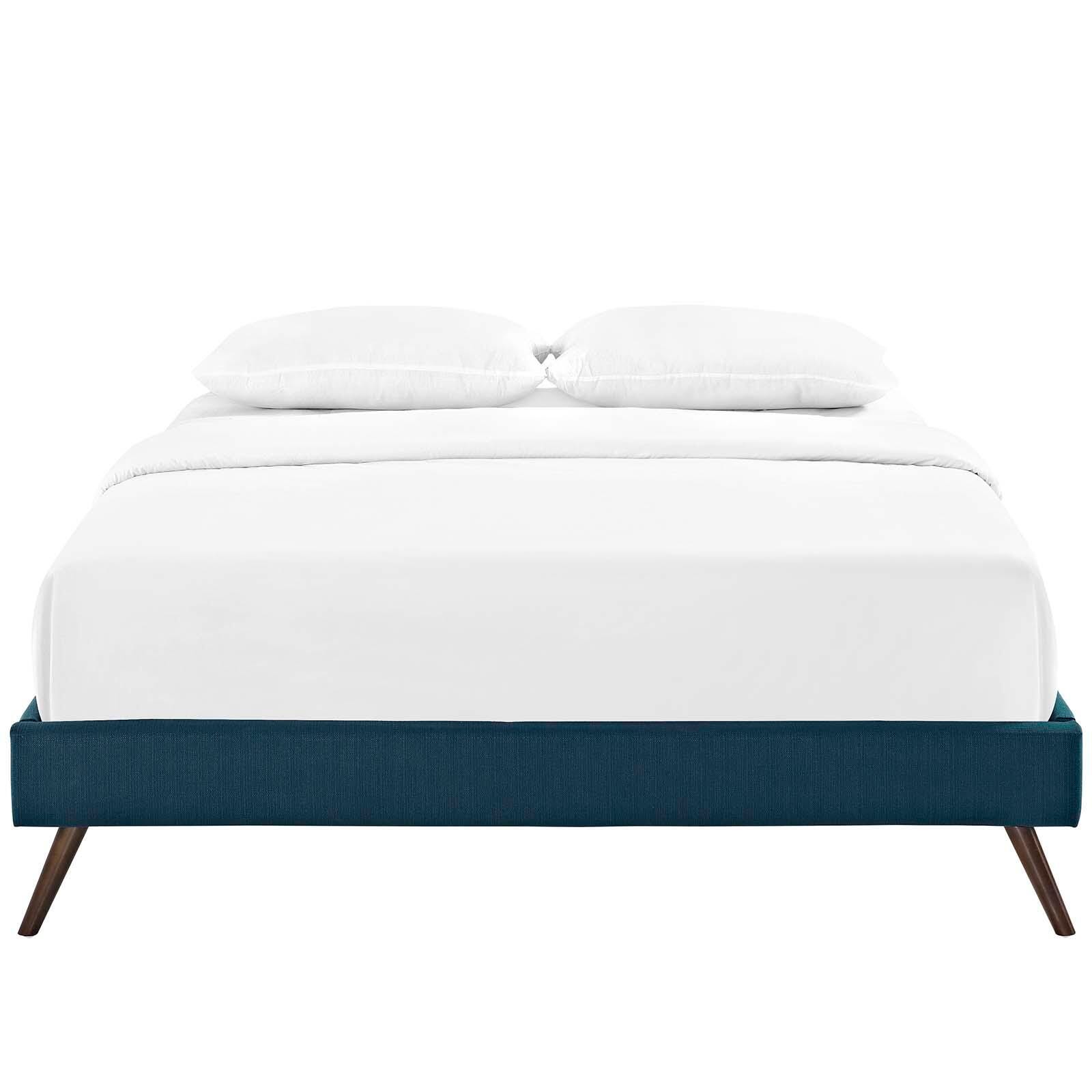 Loryn Queen Vinyl Platform Bed, Azure, large