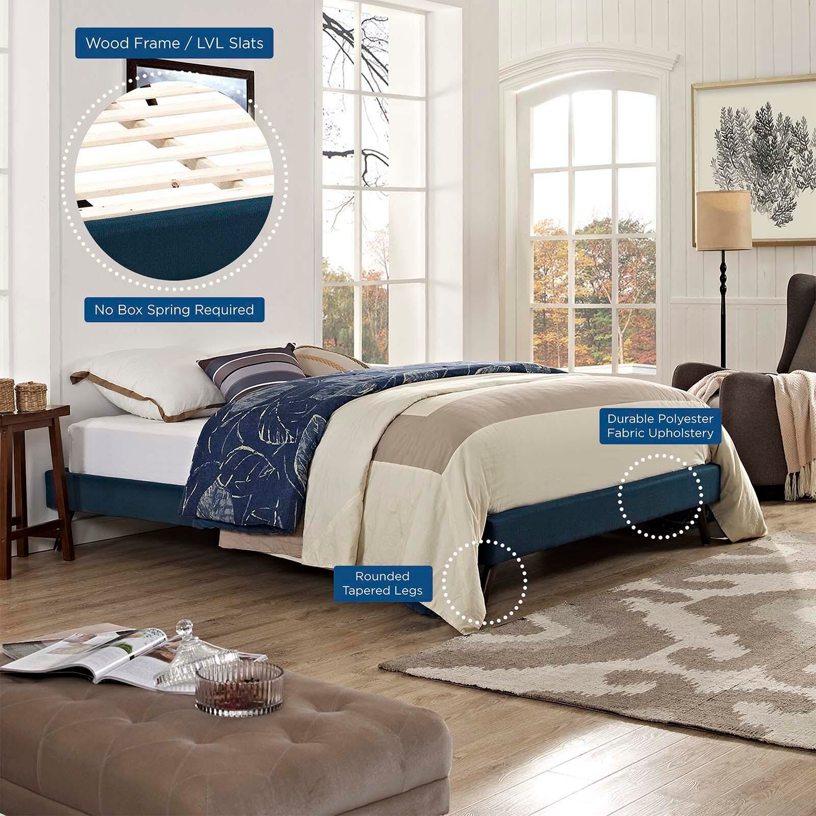 Loryn Queen Vinyl Platform Bed, Azure, large