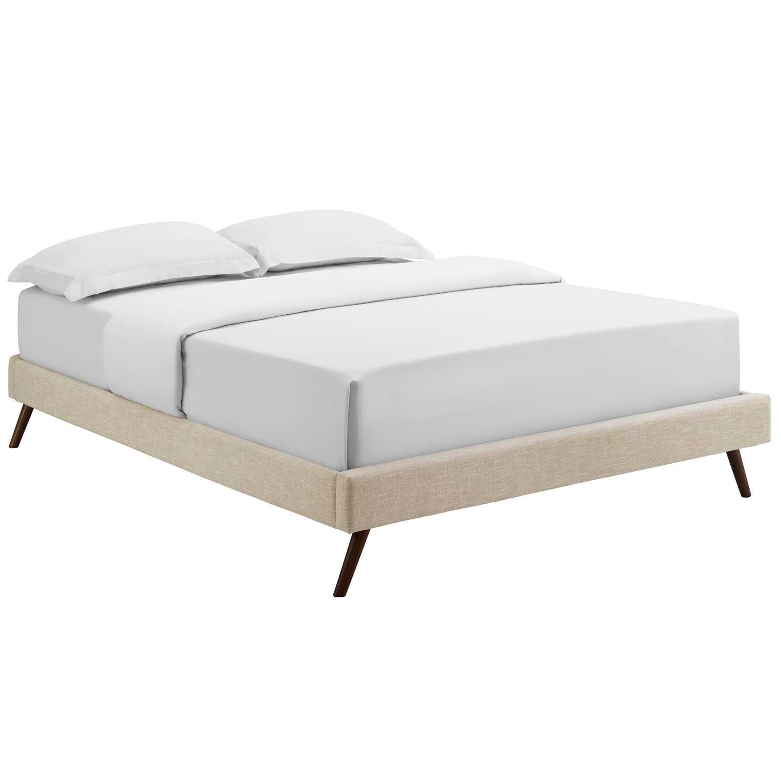 Loryn Queen Fabric Platform Bed, Beige, large