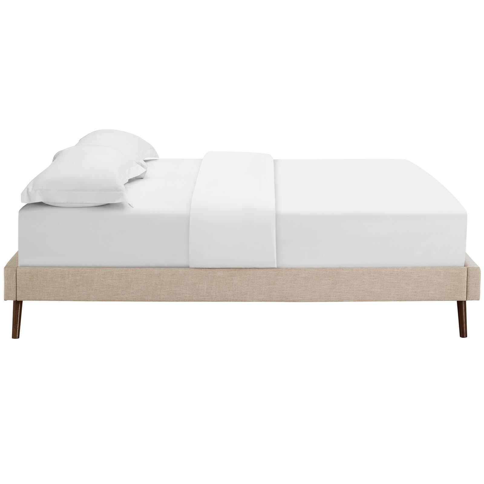 Loryn Queen Fabric Platform Bed, Beige, large