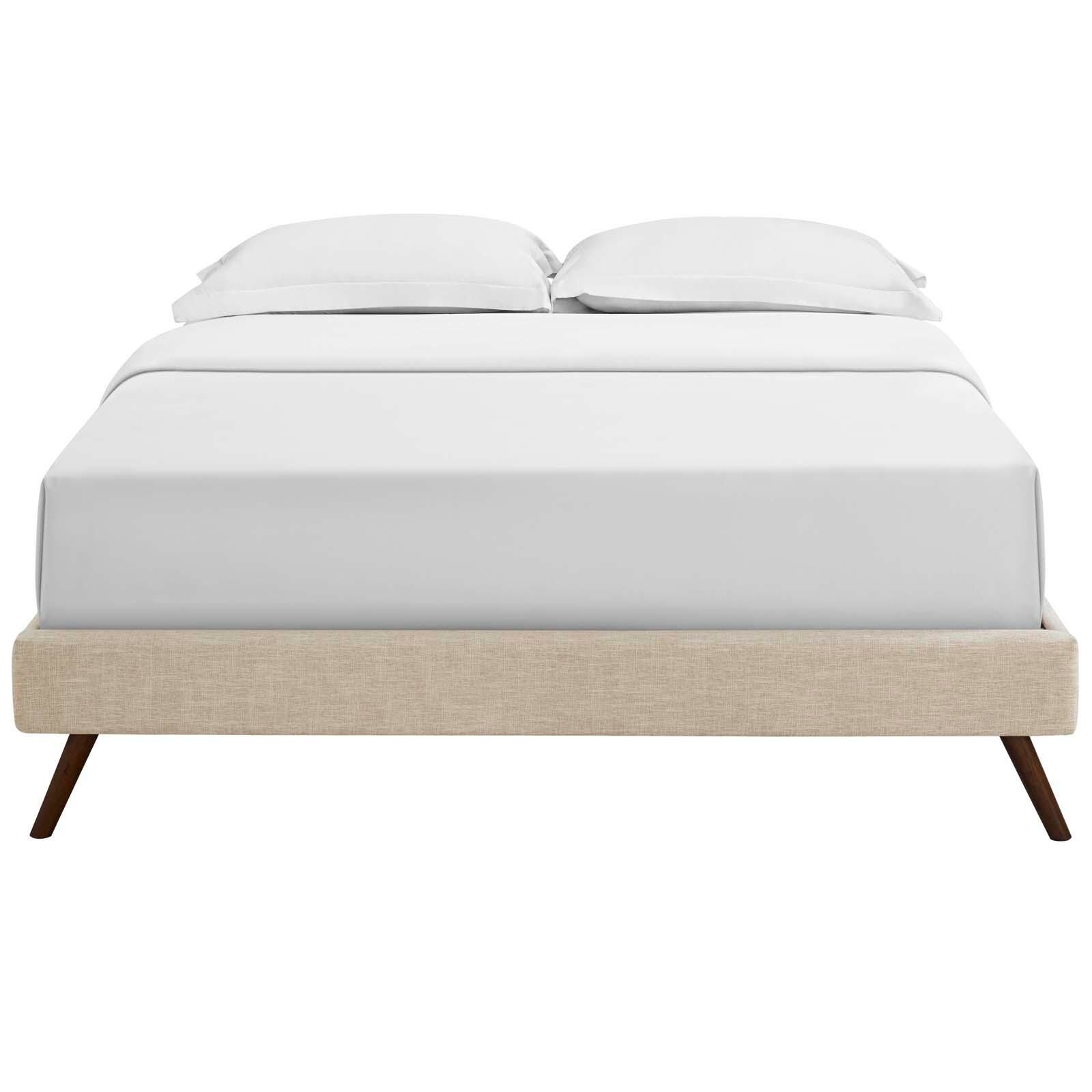 Loryn Queen Fabric Platform Bed, Beige, large