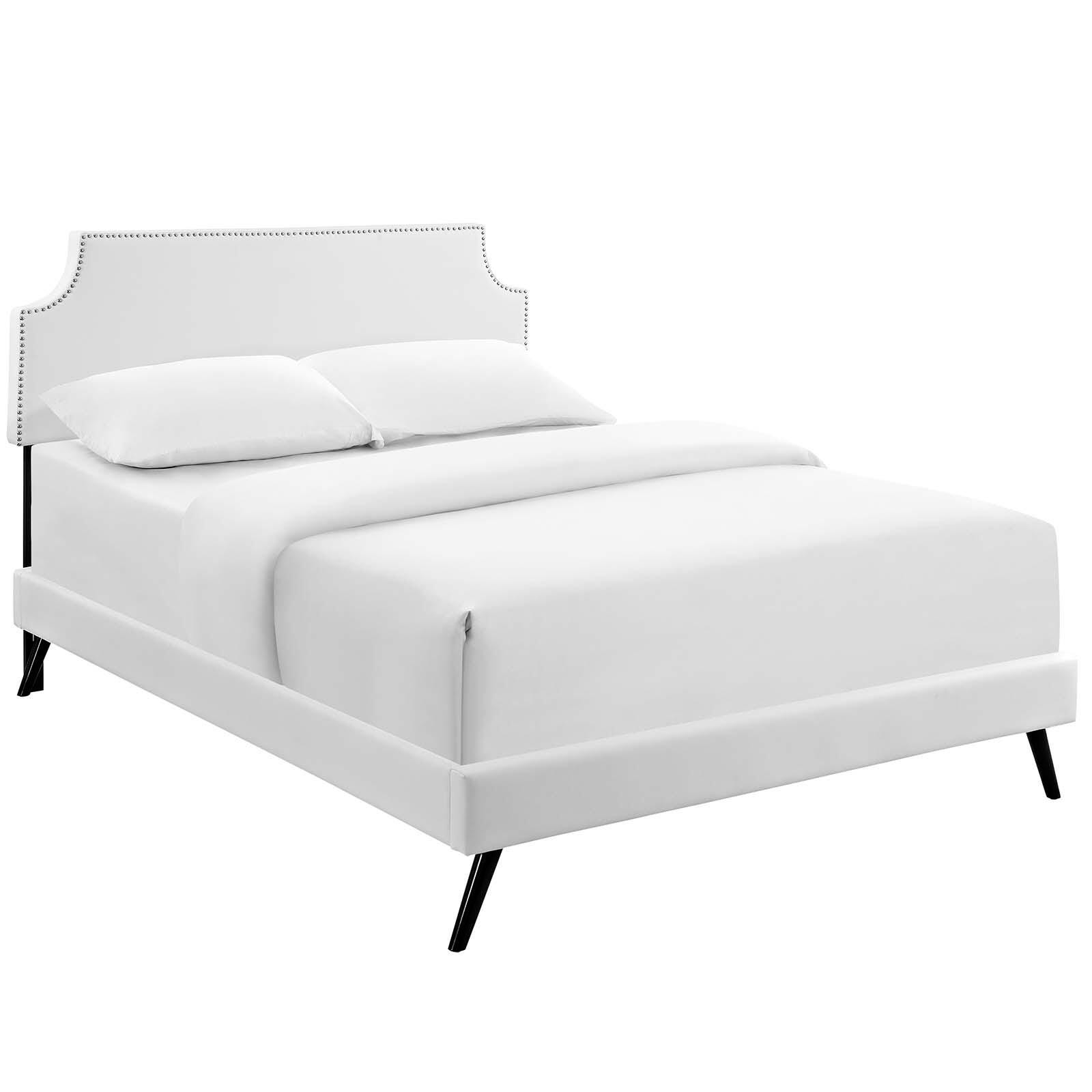 Corene Queen Vinyl Platform Bed, White, large