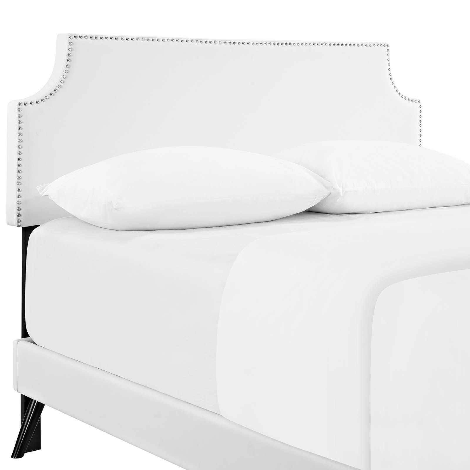 Corene Queen Vinyl Platform Bed, White, large
