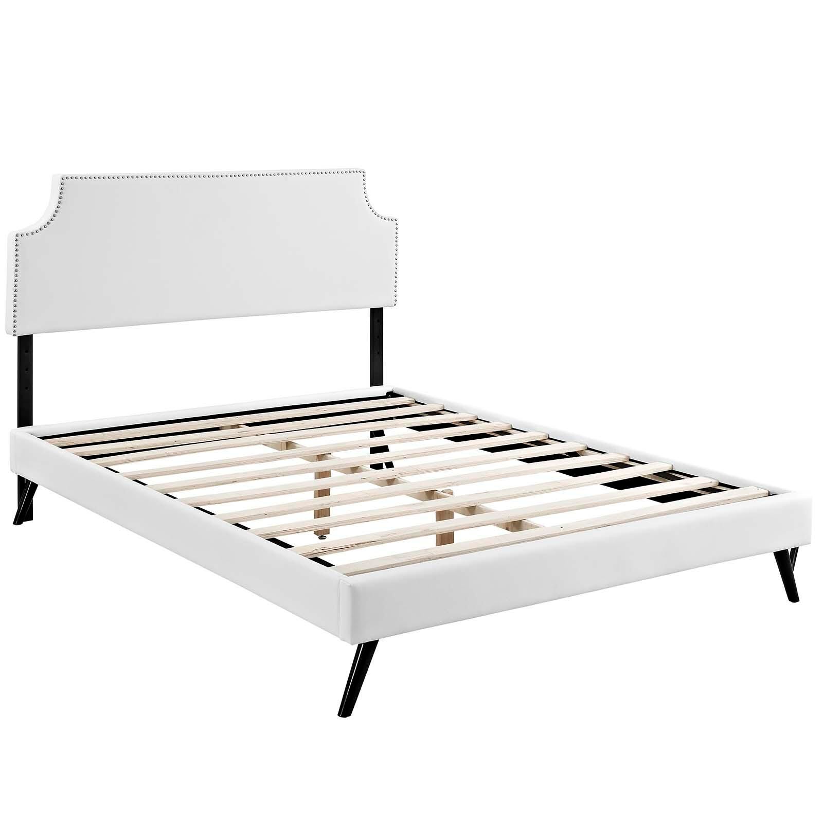 Corene Queen Vinyl Platform Bed, White, large