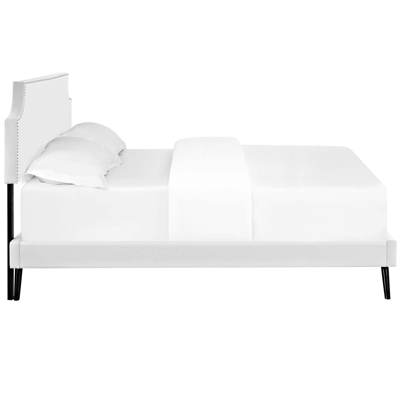 Corene Queen Vinyl Platform Bed, White, large