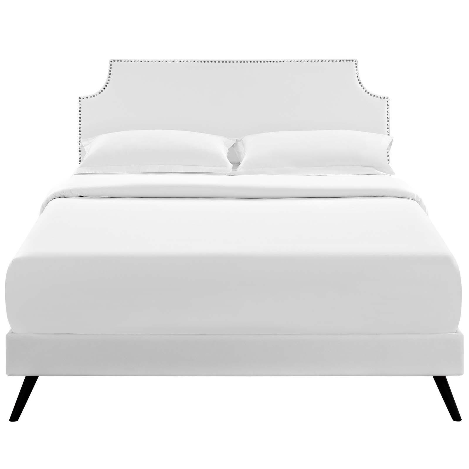 Corene Queen Vinyl Platform Bed, White, large