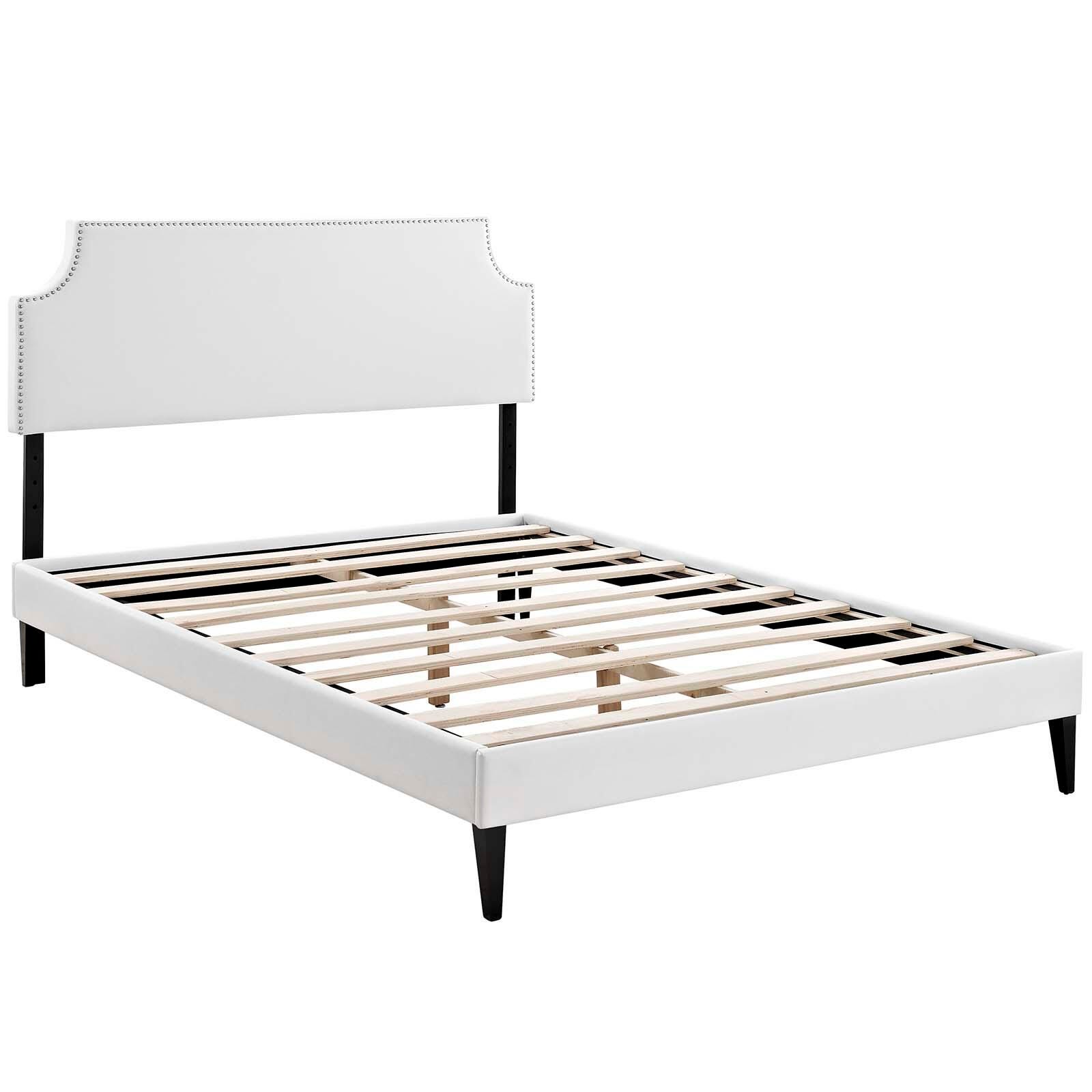 Corene Queen Vinyl Platform Bed, White, large