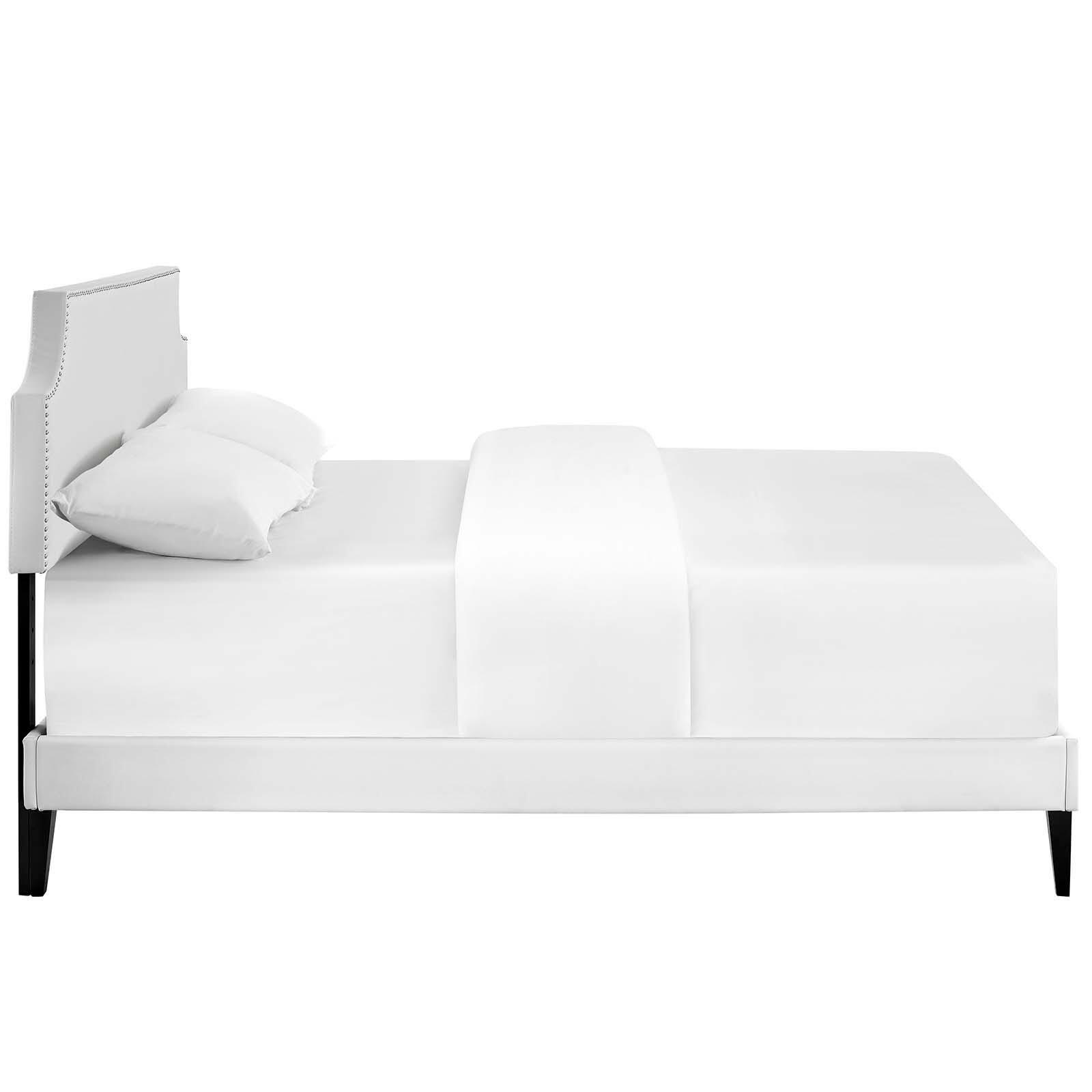 Corene Queen Vinyl Platform Bed, White, large