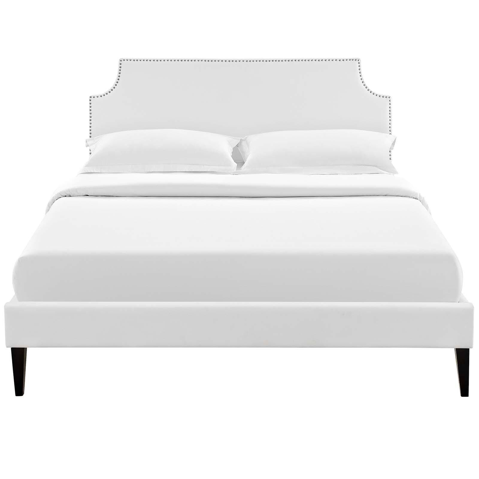 Corene Queen Vinyl Platform Bed, White, large