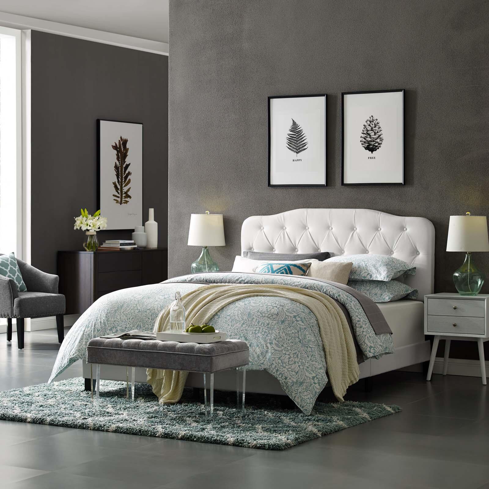 Amelia King Faux Leather Bed, , large