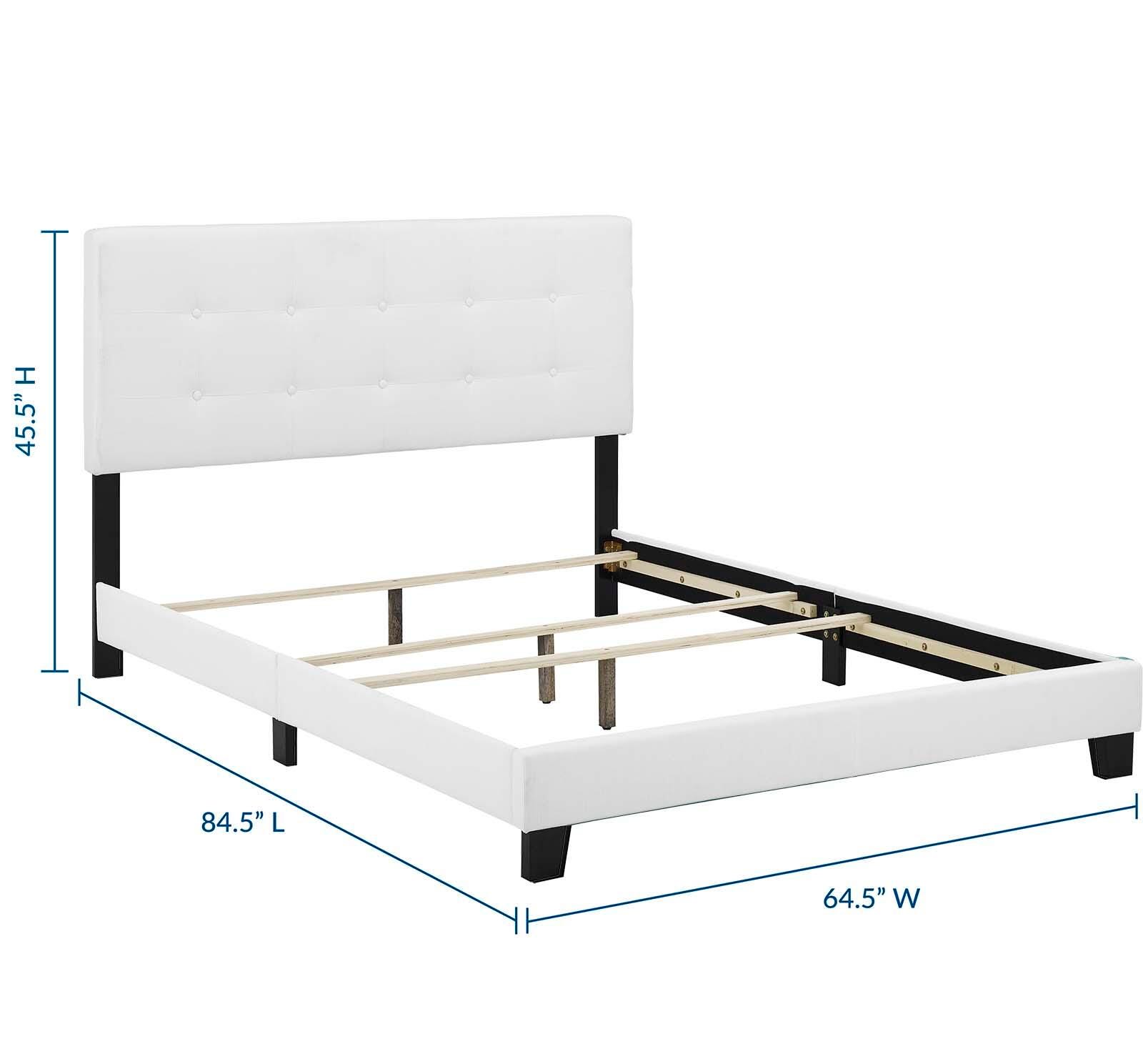 Amira Queen Upholstered Bed, White, large