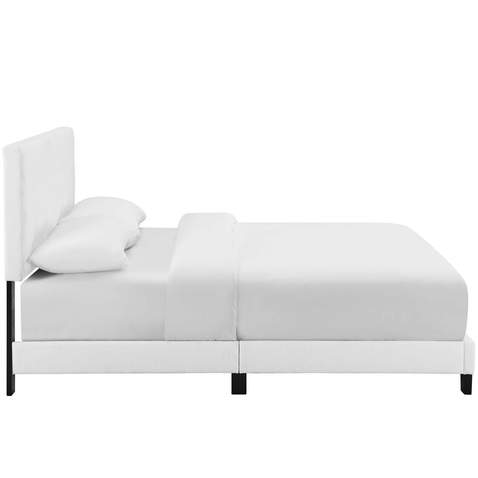 Amira Queen Upholstered Bed, White, large