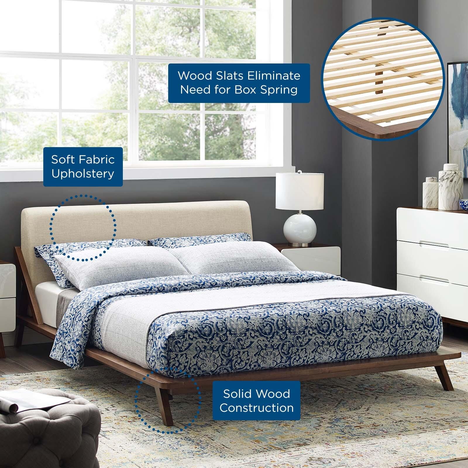 Luella Queen Upholstered Platform Bed, , large