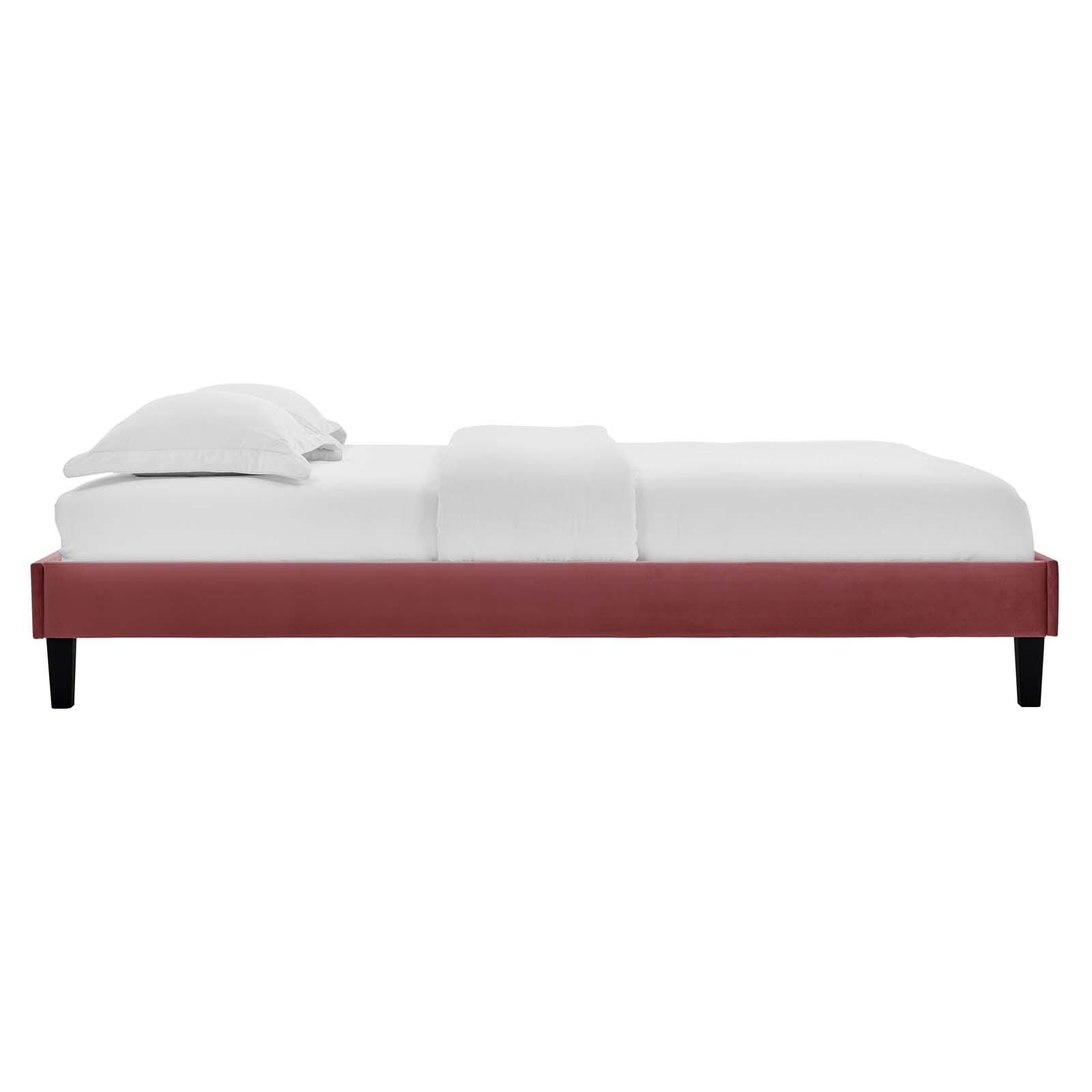 Reign Queen Velvet Platform Bed, Dusty Rose, large