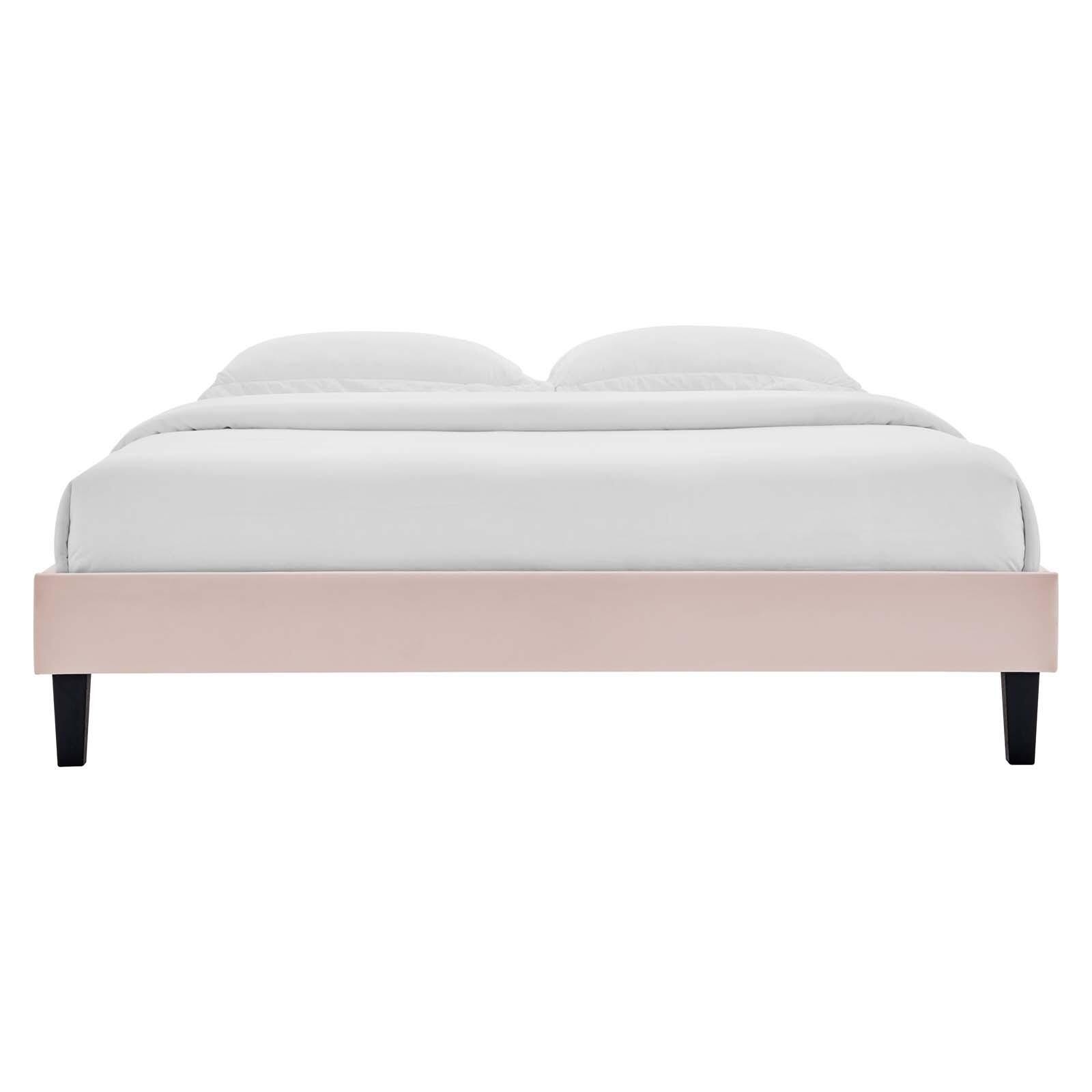 Reign Queen Velvet Platform Bed, Pink, large