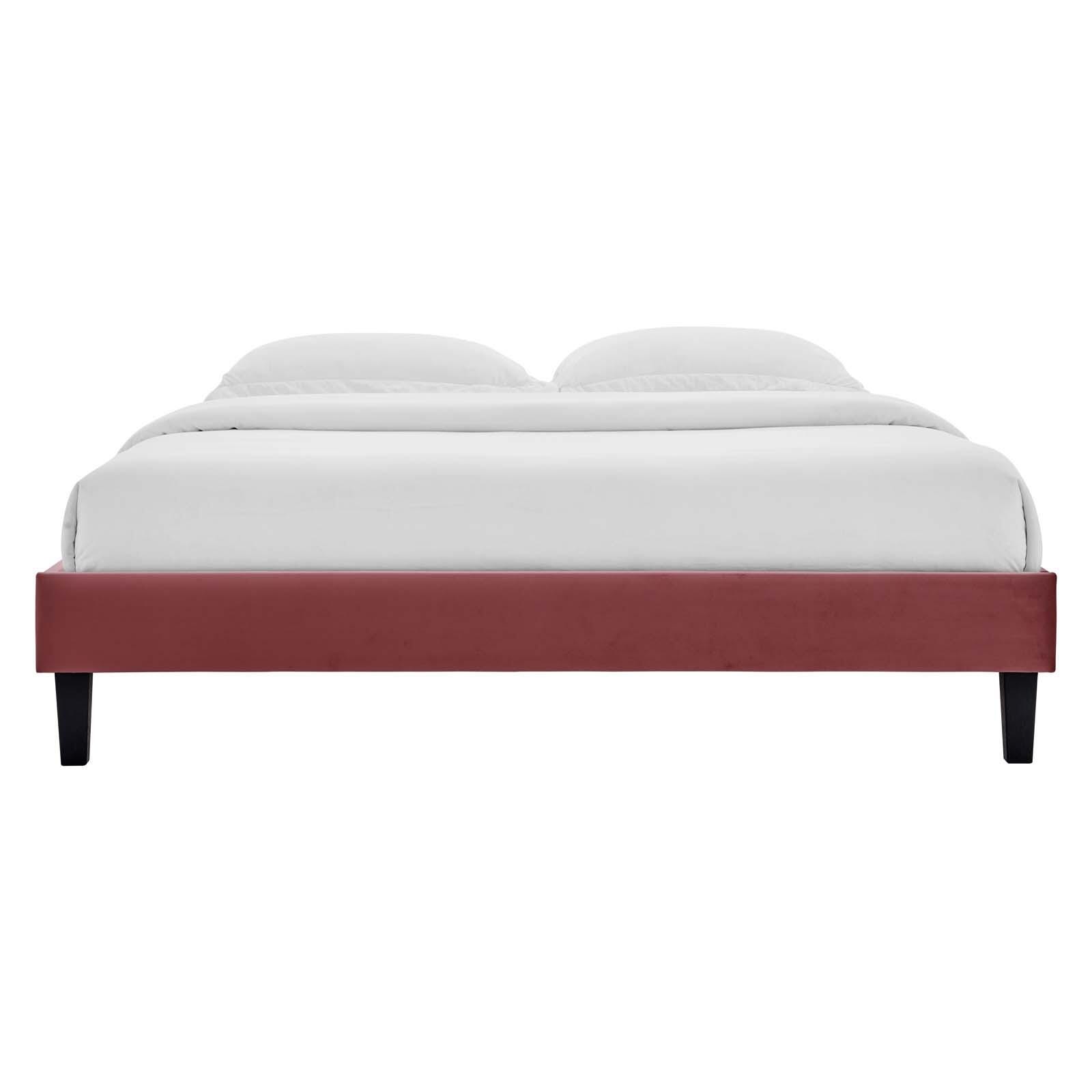 Reign King Velvet Platform Bed, Dusty Rose, large