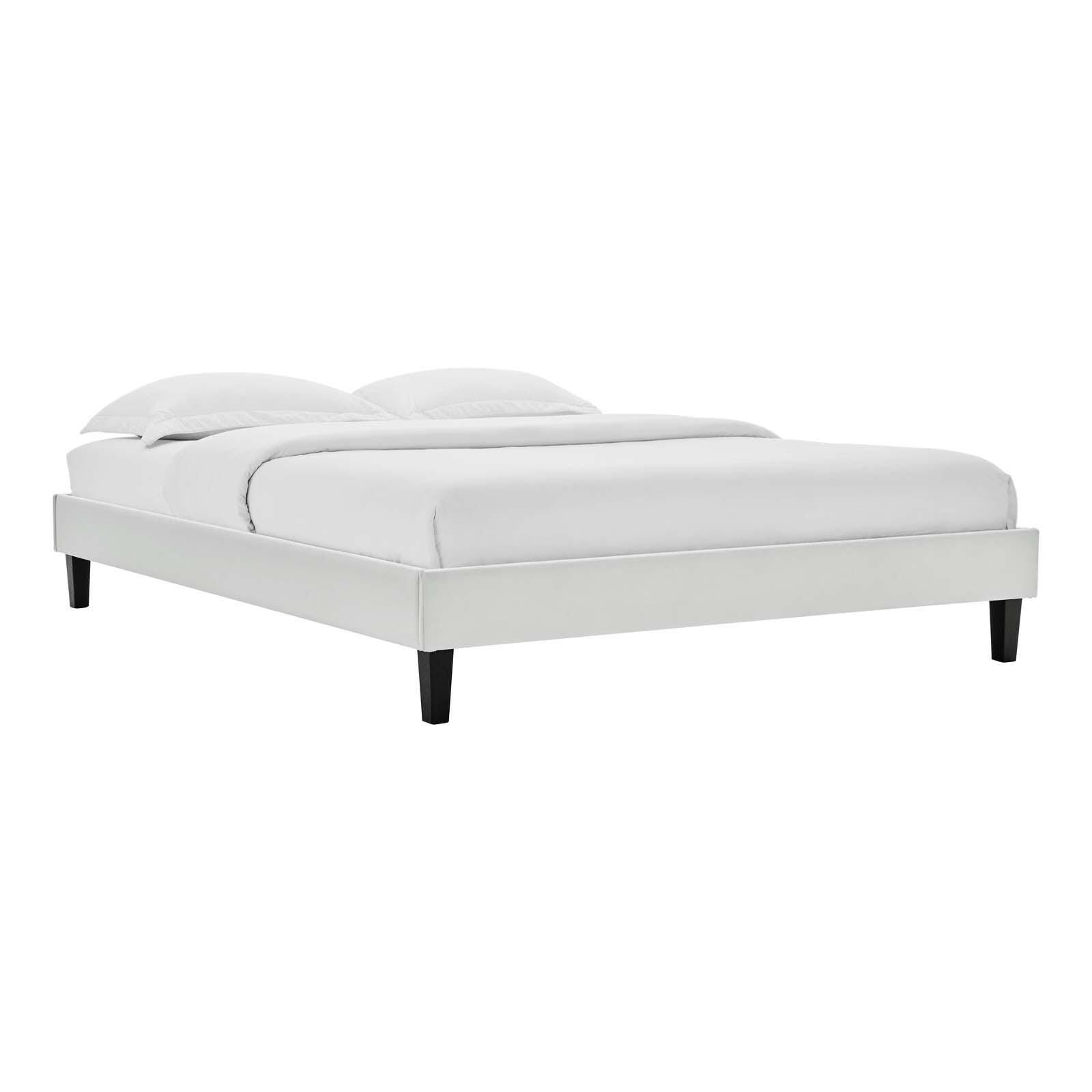 Reign King Velvet Platform Bed, Light Gray, large