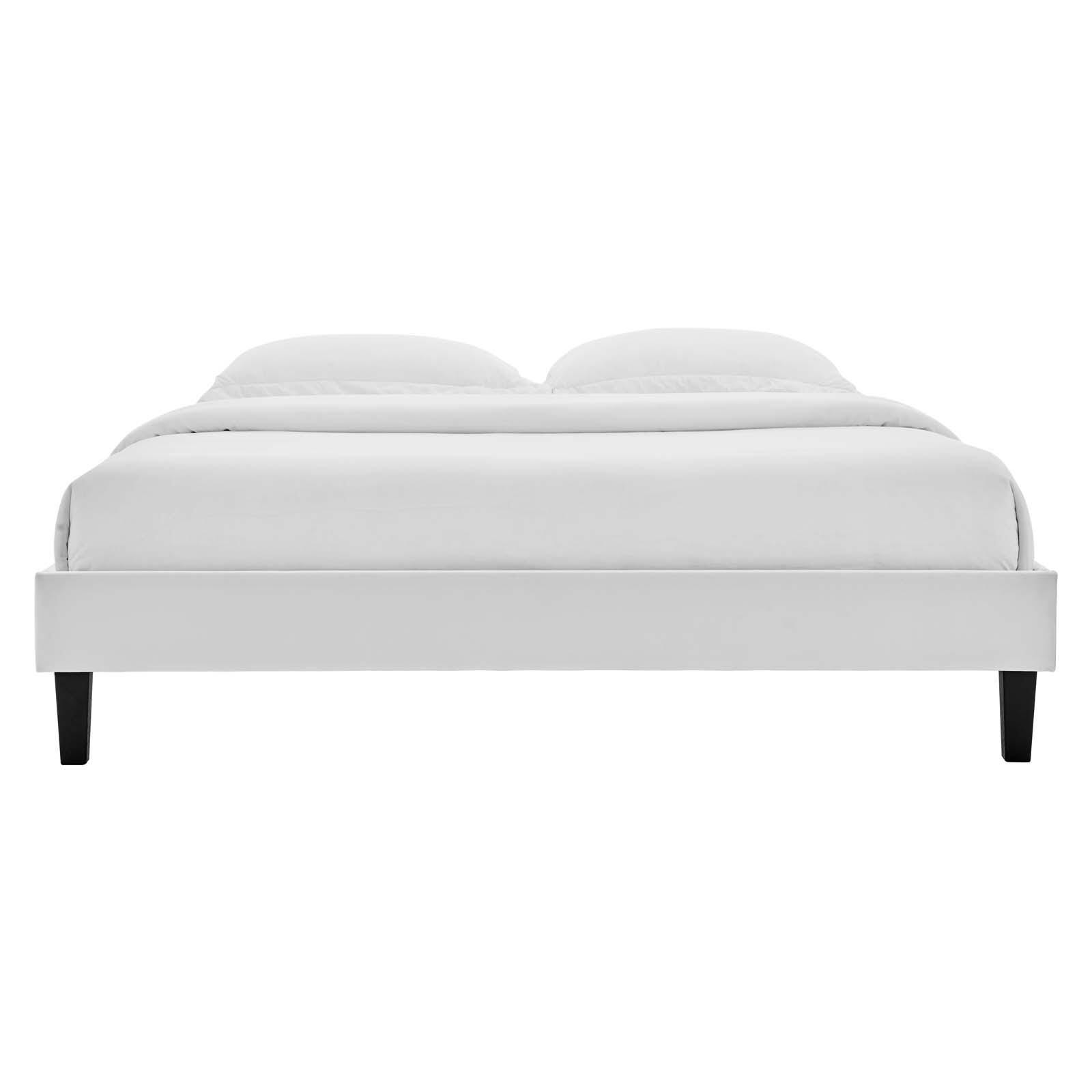 Reign King Velvet Platform Bed, Light Gray, large