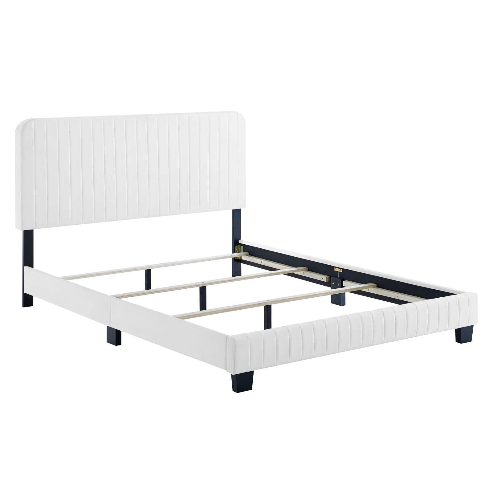 Celine Channel Tufted Velvet Queen Bed, , large