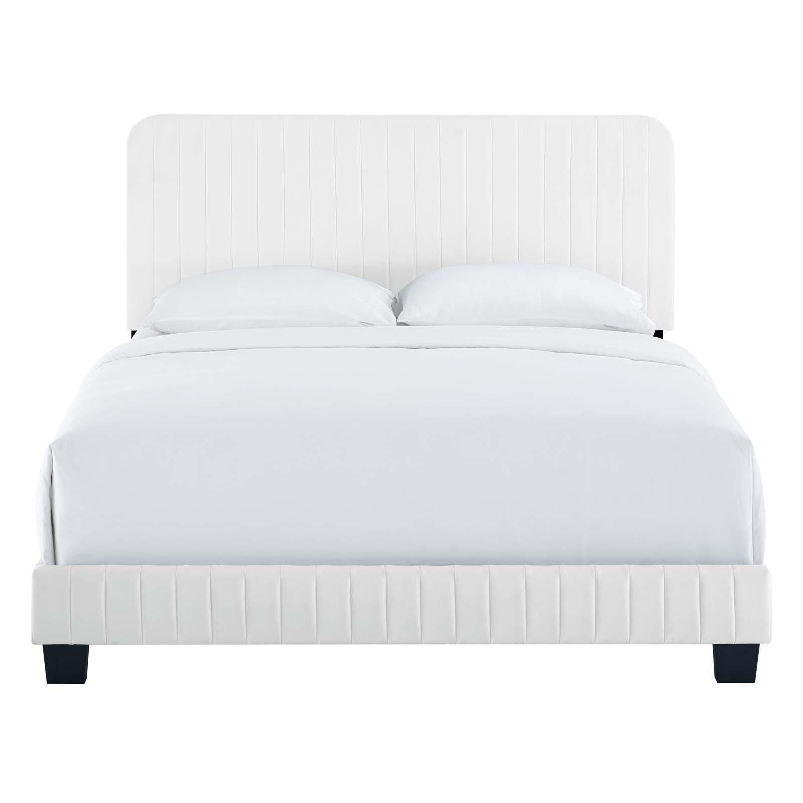 Celine Channel Tufted Velvet Queen Bed, , large