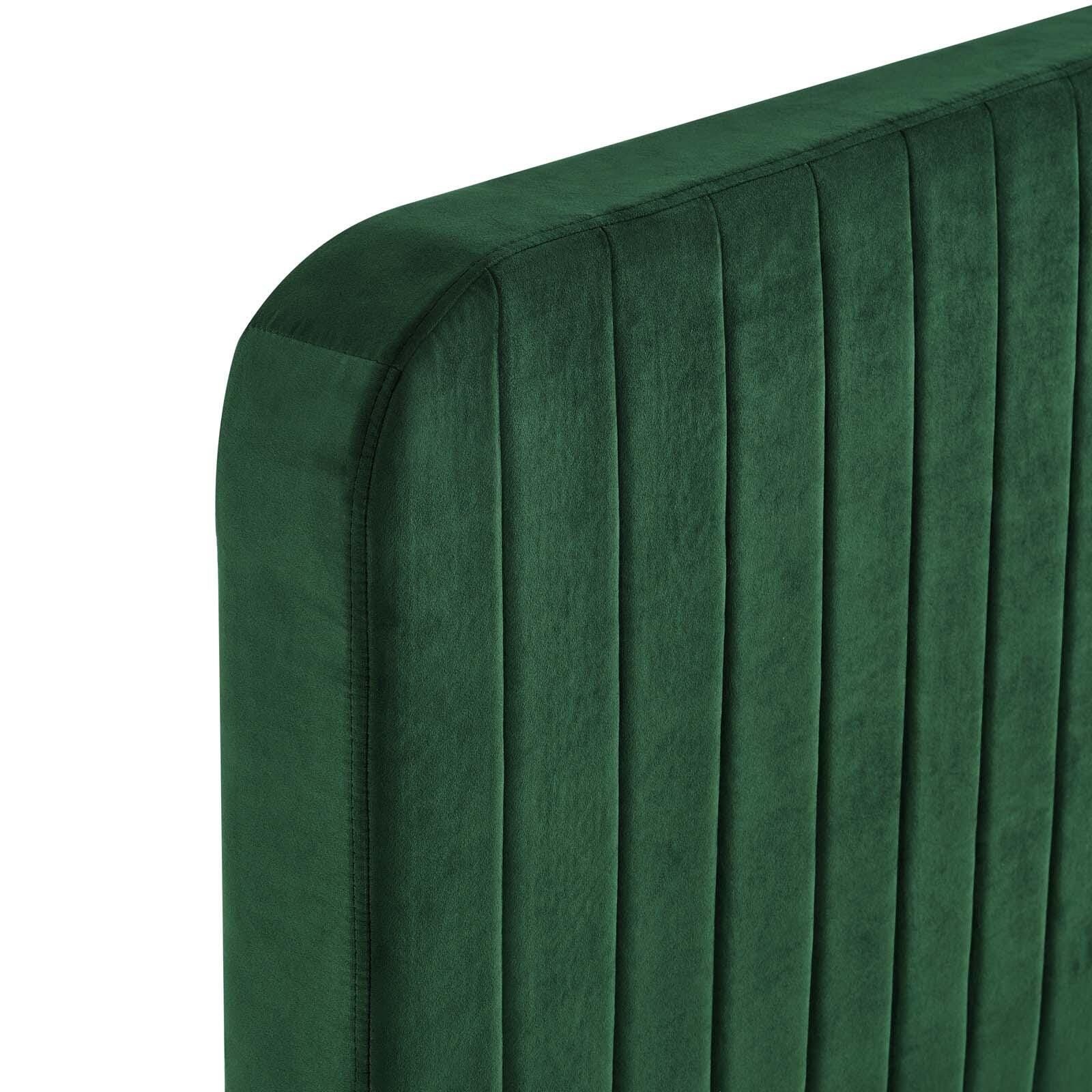 Celine Channel Tufted Velvet King Platform Bed, Emerald, large