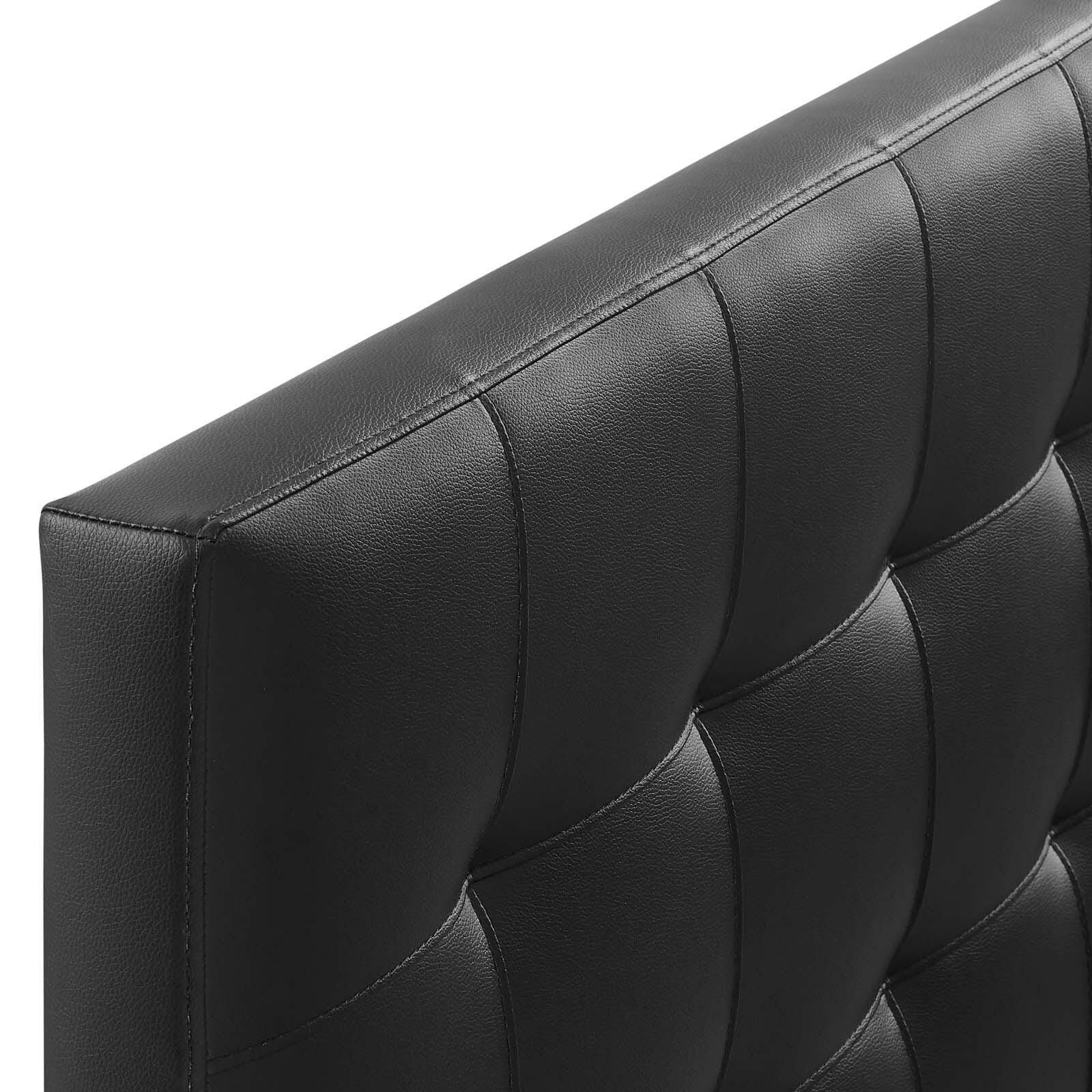 Lily Queen Upholstered Vinyl Headboard, Black, large
