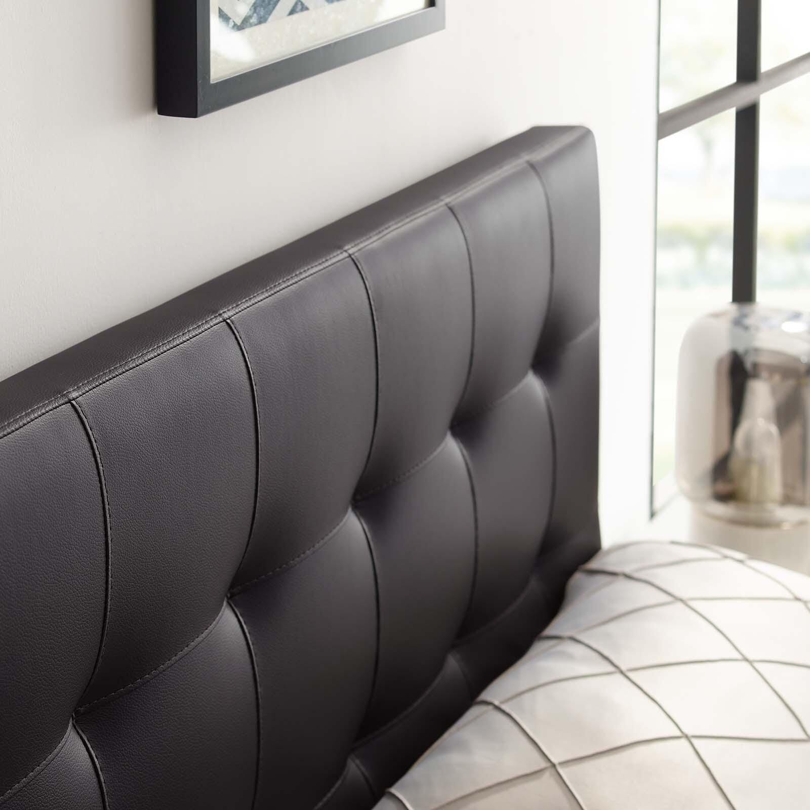 Lily Queen Upholstered Vinyl Headboard, Brown, large