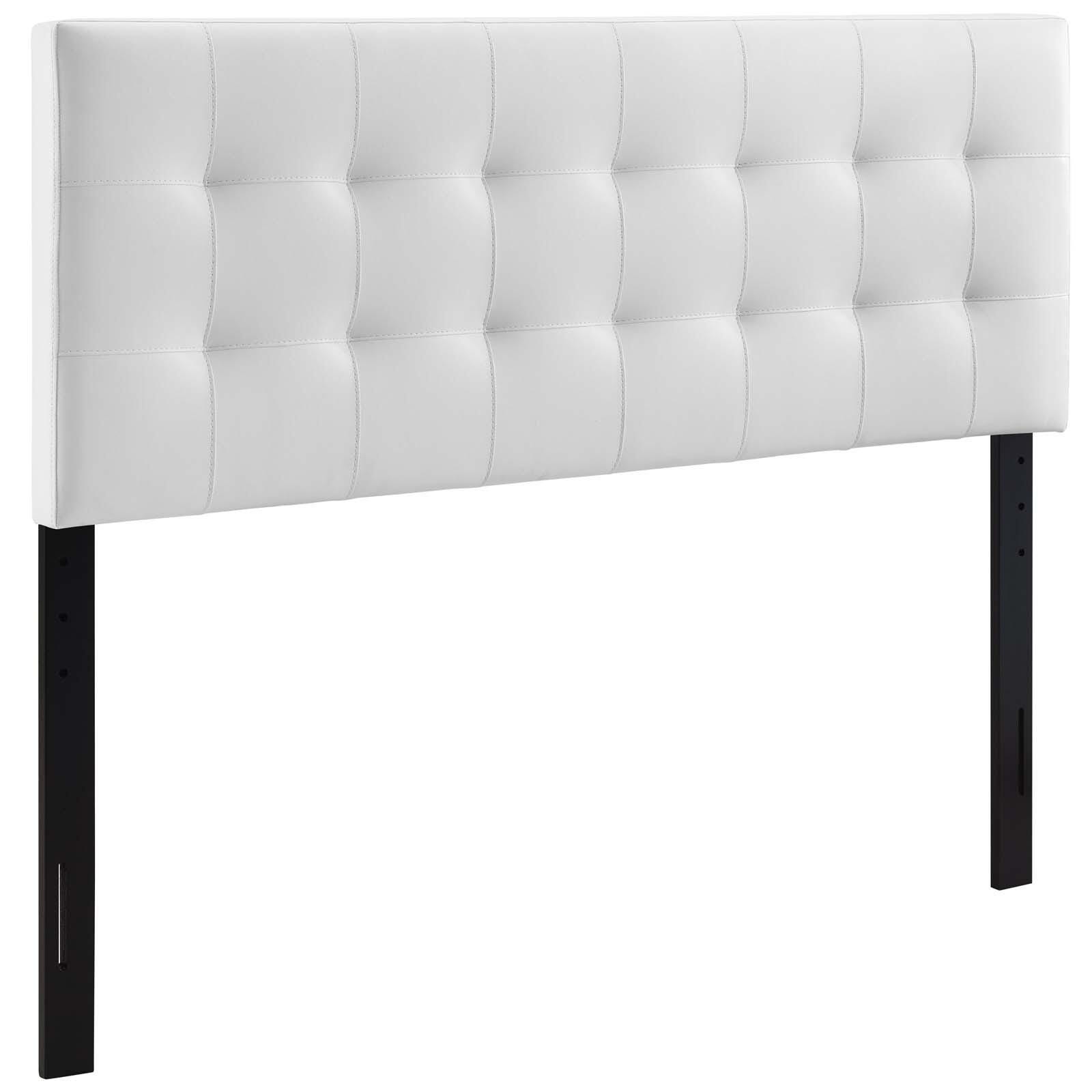 Lily Queen Upholstered Vinyl Headboard, White, large