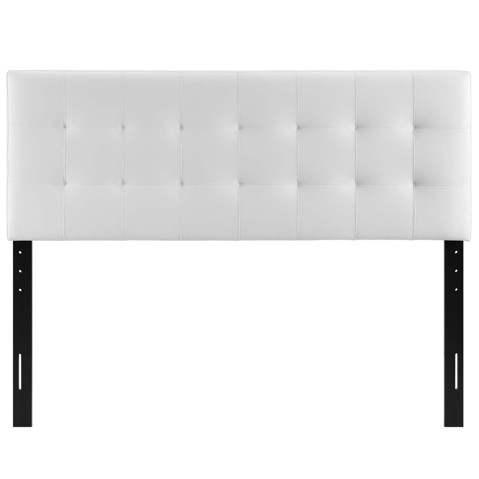 Lily Queen Upholstered Vinyl Headboard, White, large