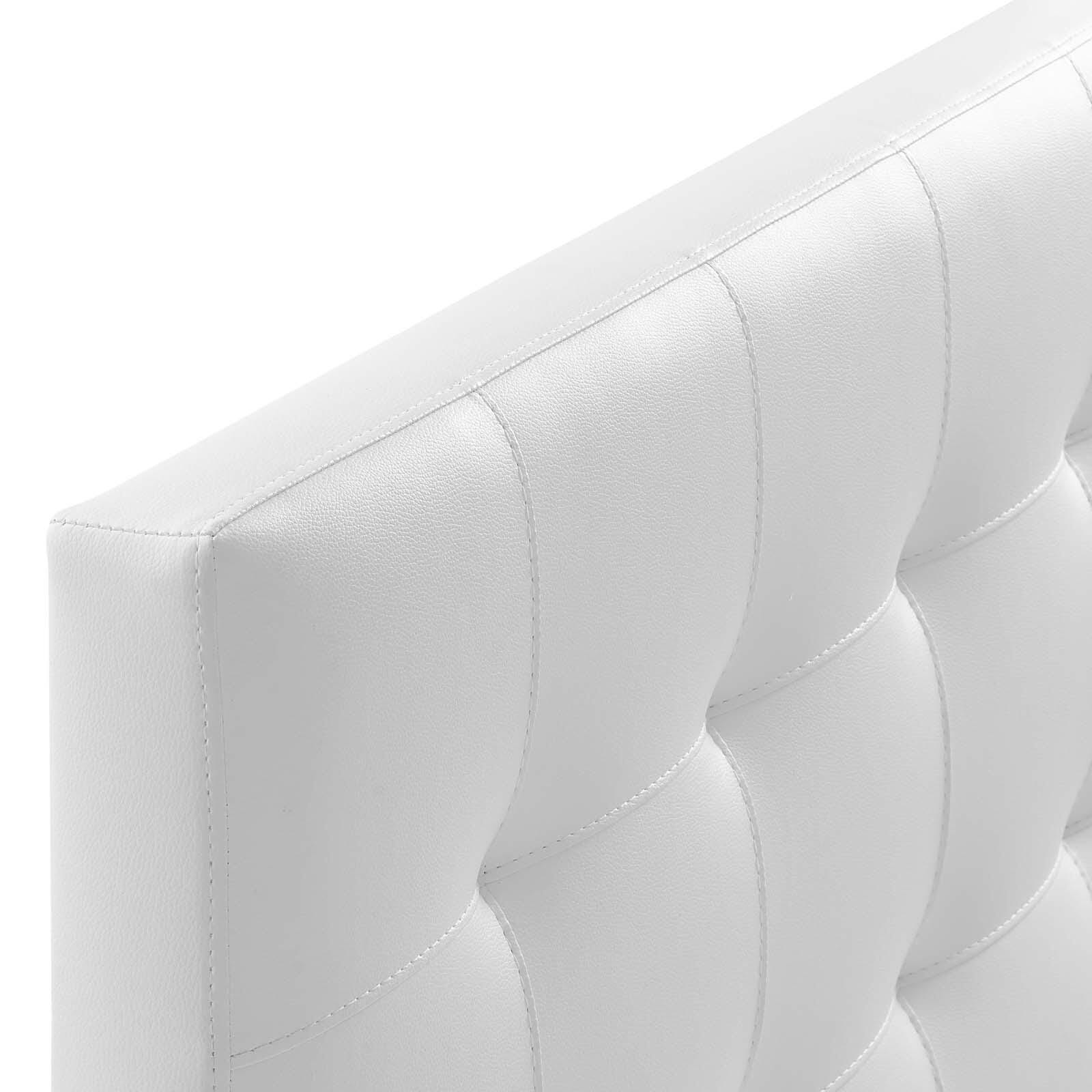 Lily Queen Upholstered Vinyl Headboard, White, large