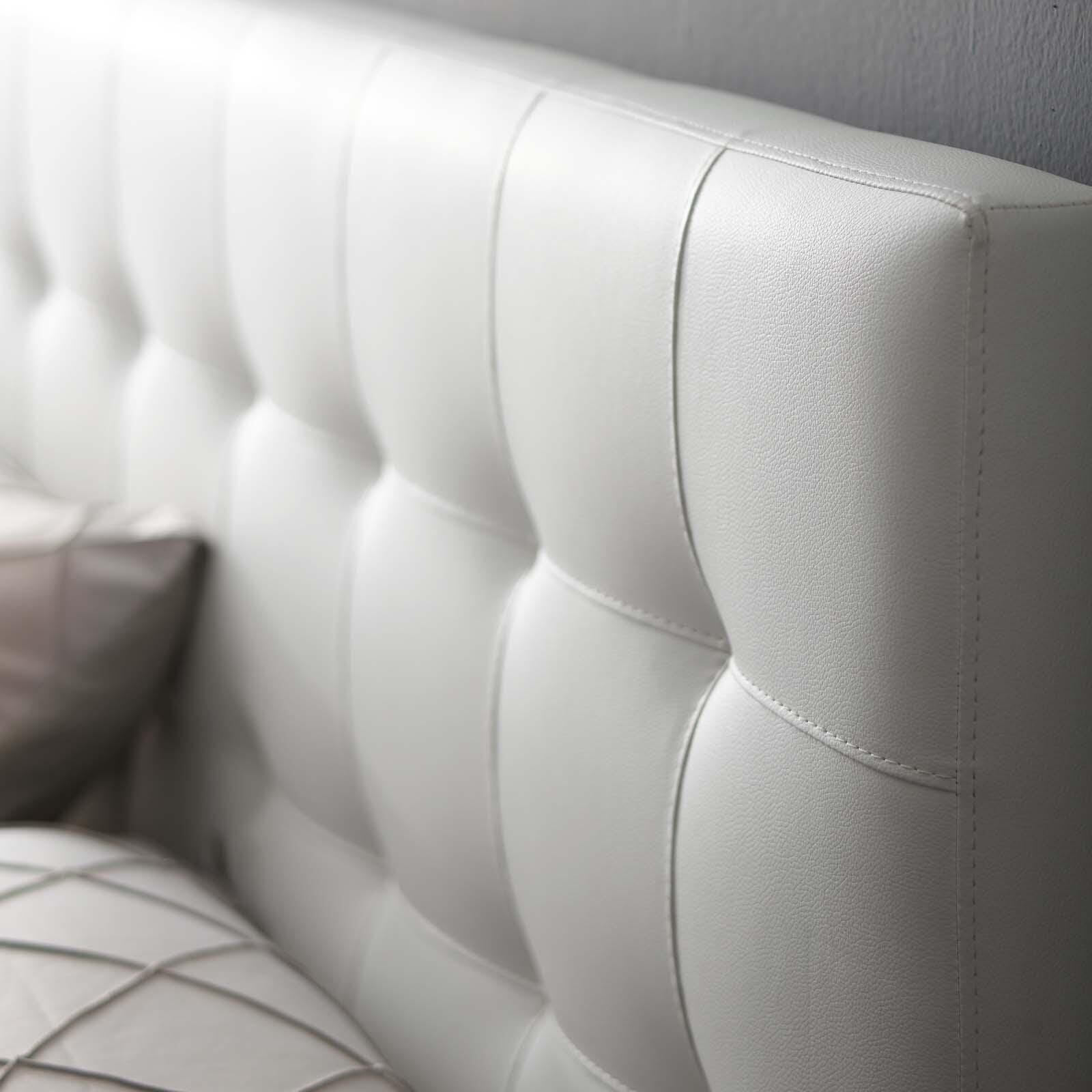 Lily Queen Upholstered Vinyl Headboard, White, large
