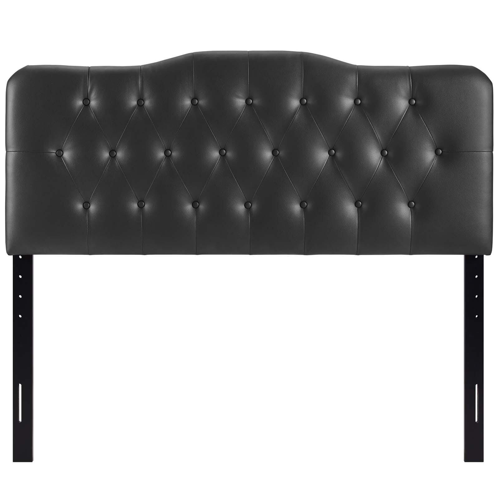Annabel Queen Upholstered Vinyl Headboard, Black, large