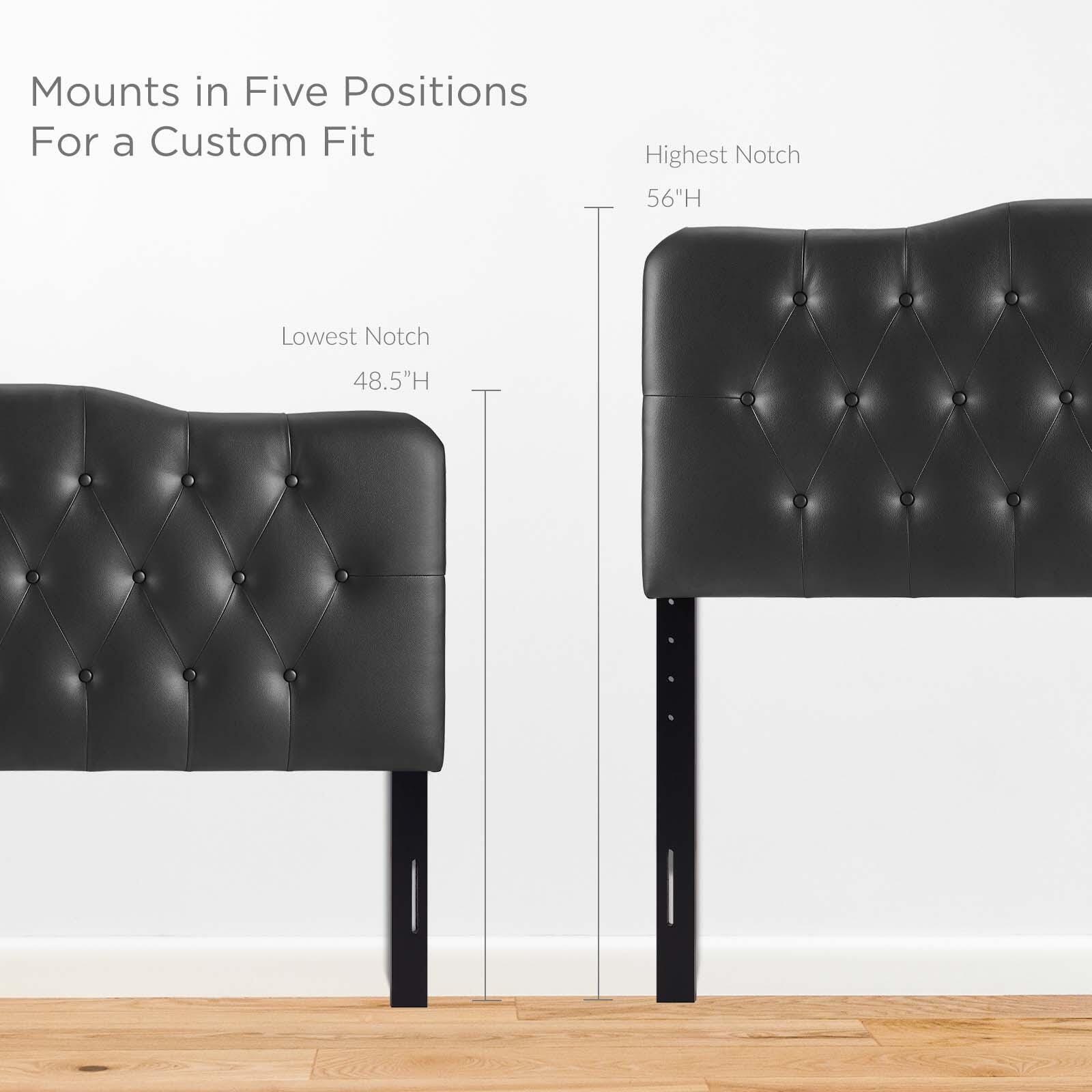 Annabel Queen Upholstered Vinyl Headboard, Black, large
