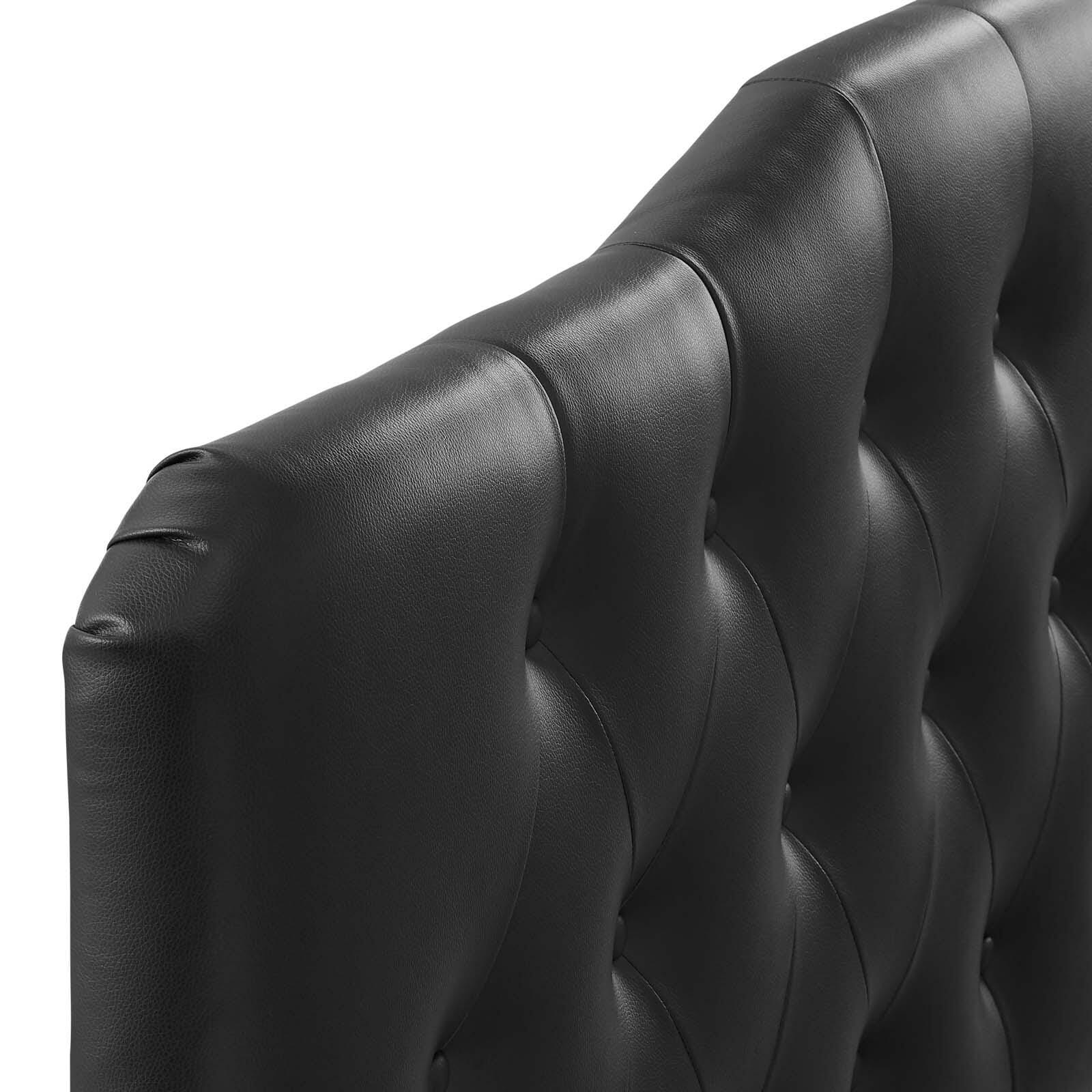 Annabel Queen Upholstered Vinyl Headboard, Black, large