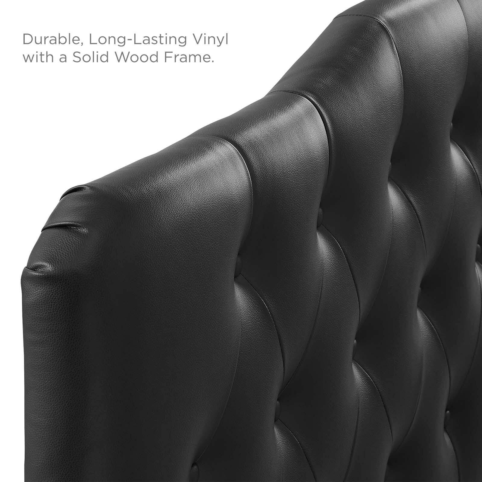 Annabel Queen Upholstered Vinyl Headboard, Black, large