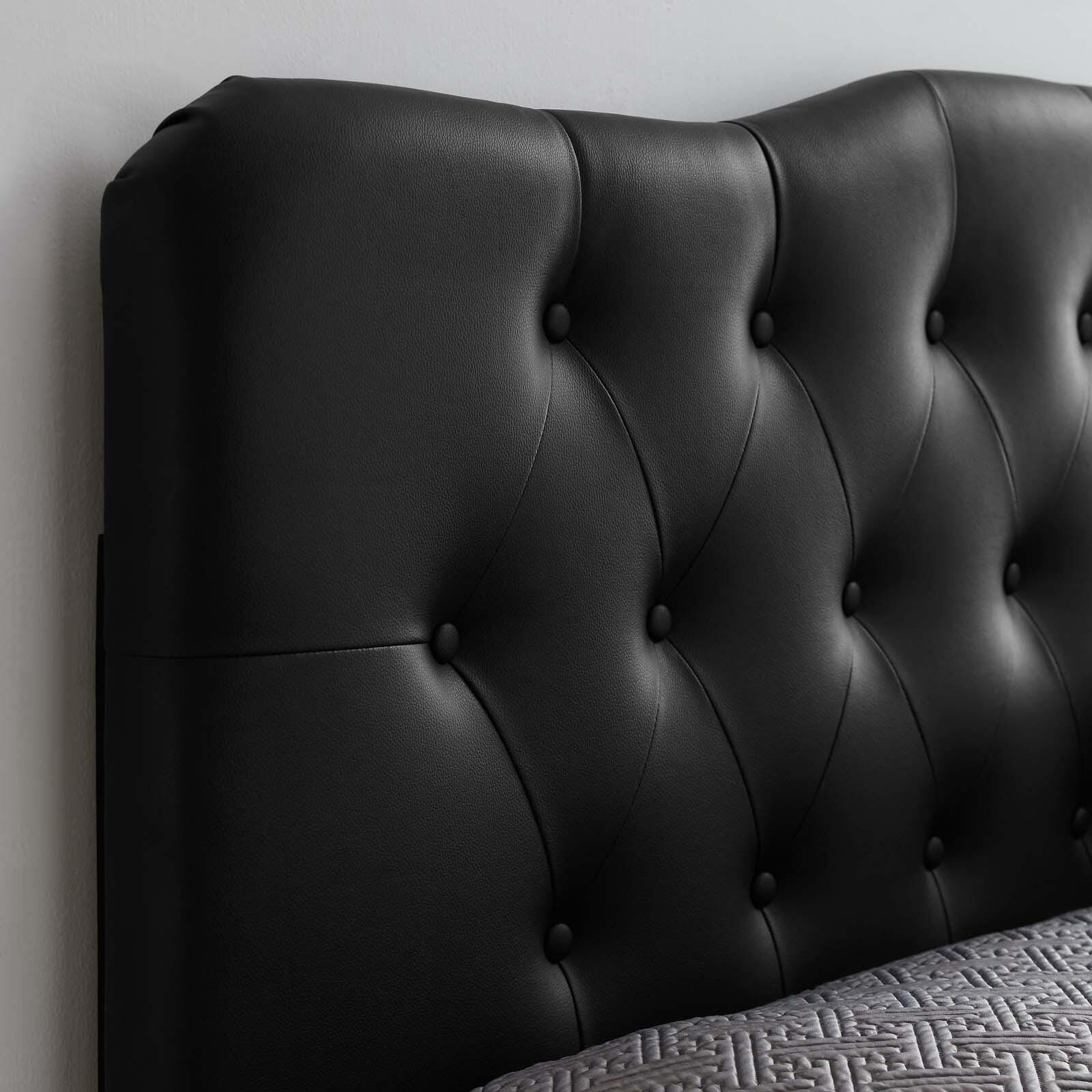 Annabel Queen Upholstered Vinyl Headboard, Black, large