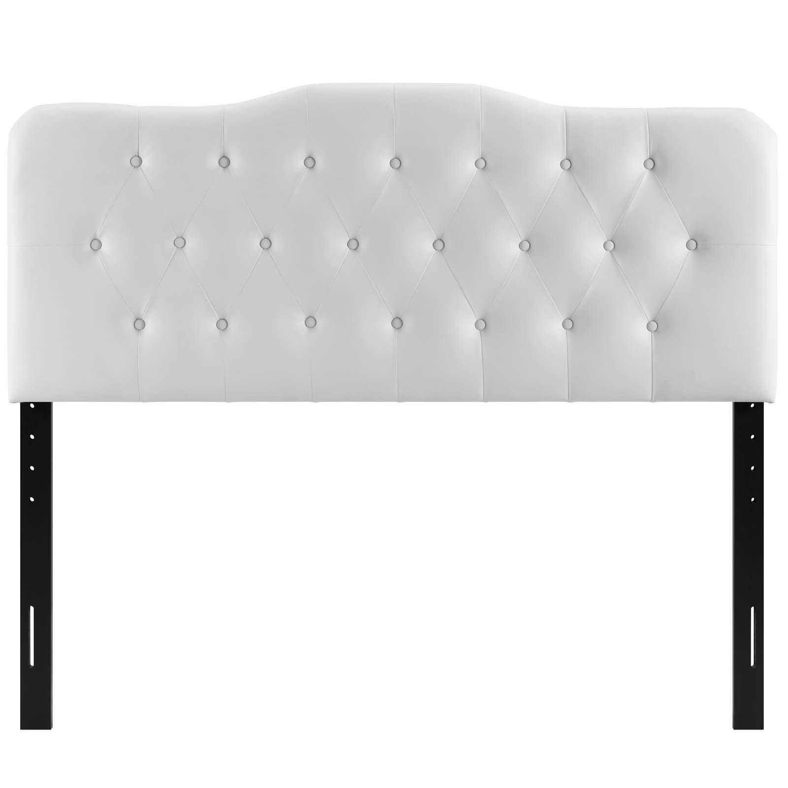 Annabel Queen Upholstered Vinyl Headboard, White, large