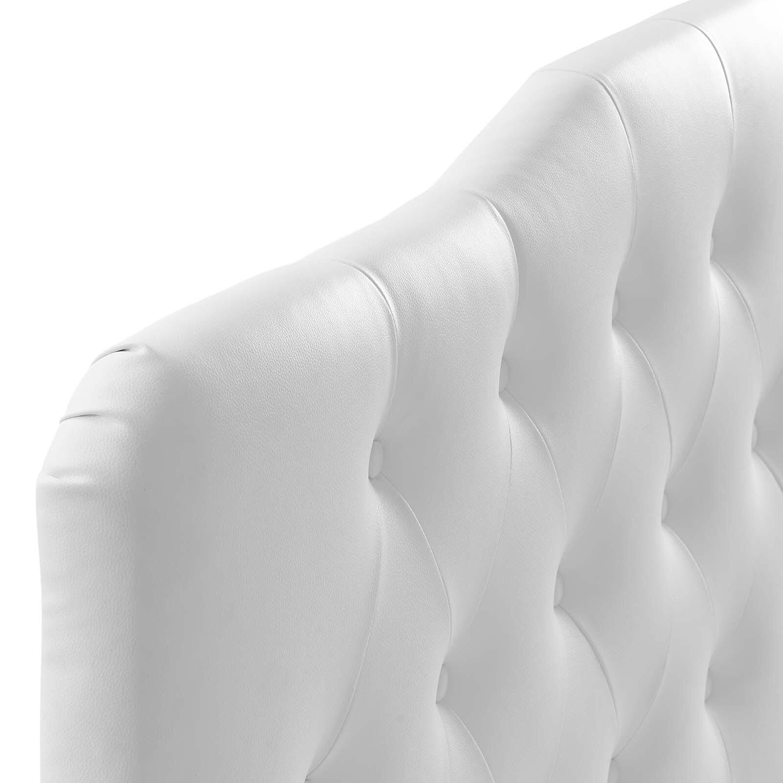 Annabel Queen Upholstered Vinyl Headboard, White, large