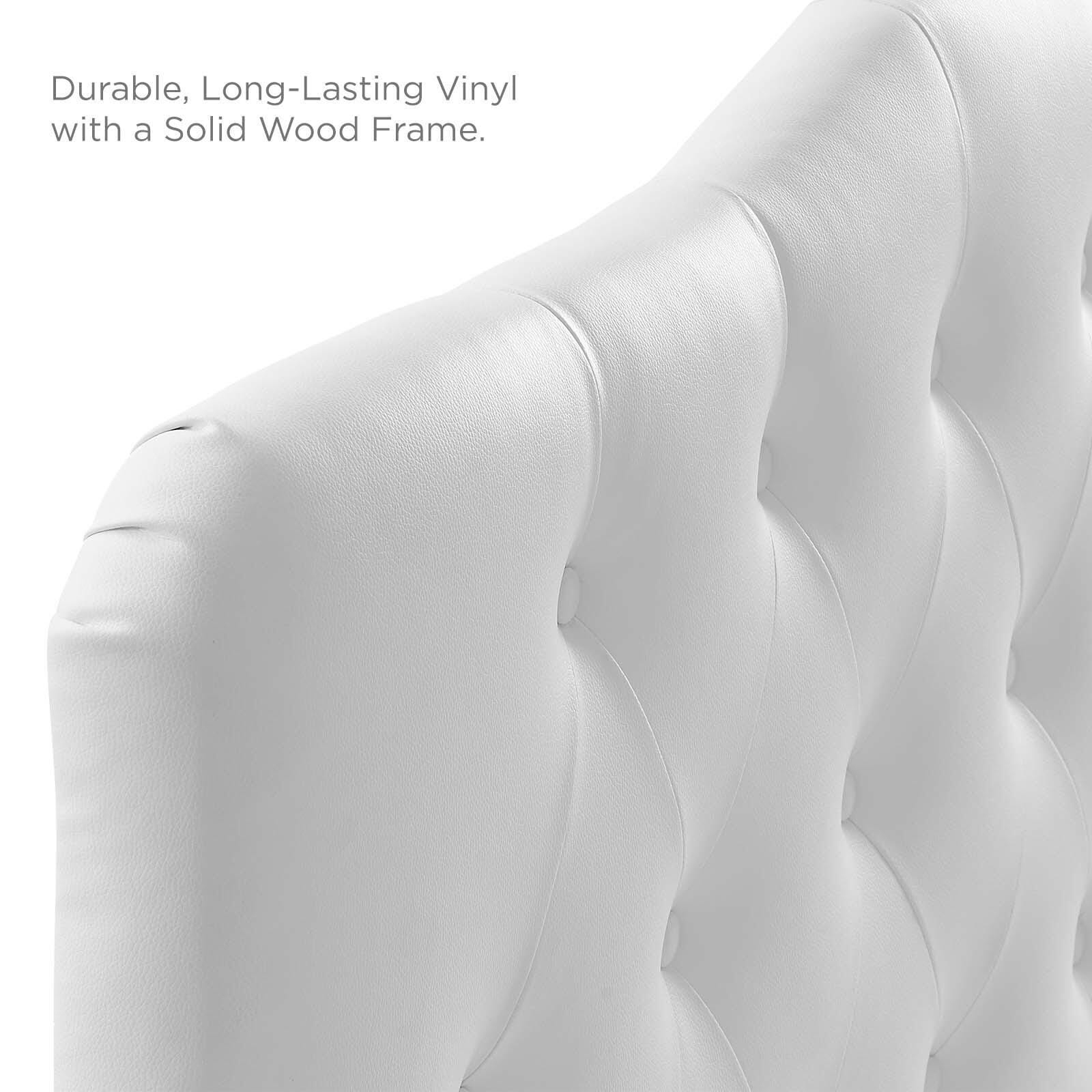 Annabel Queen Upholstered Vinyl Headboard, White, large