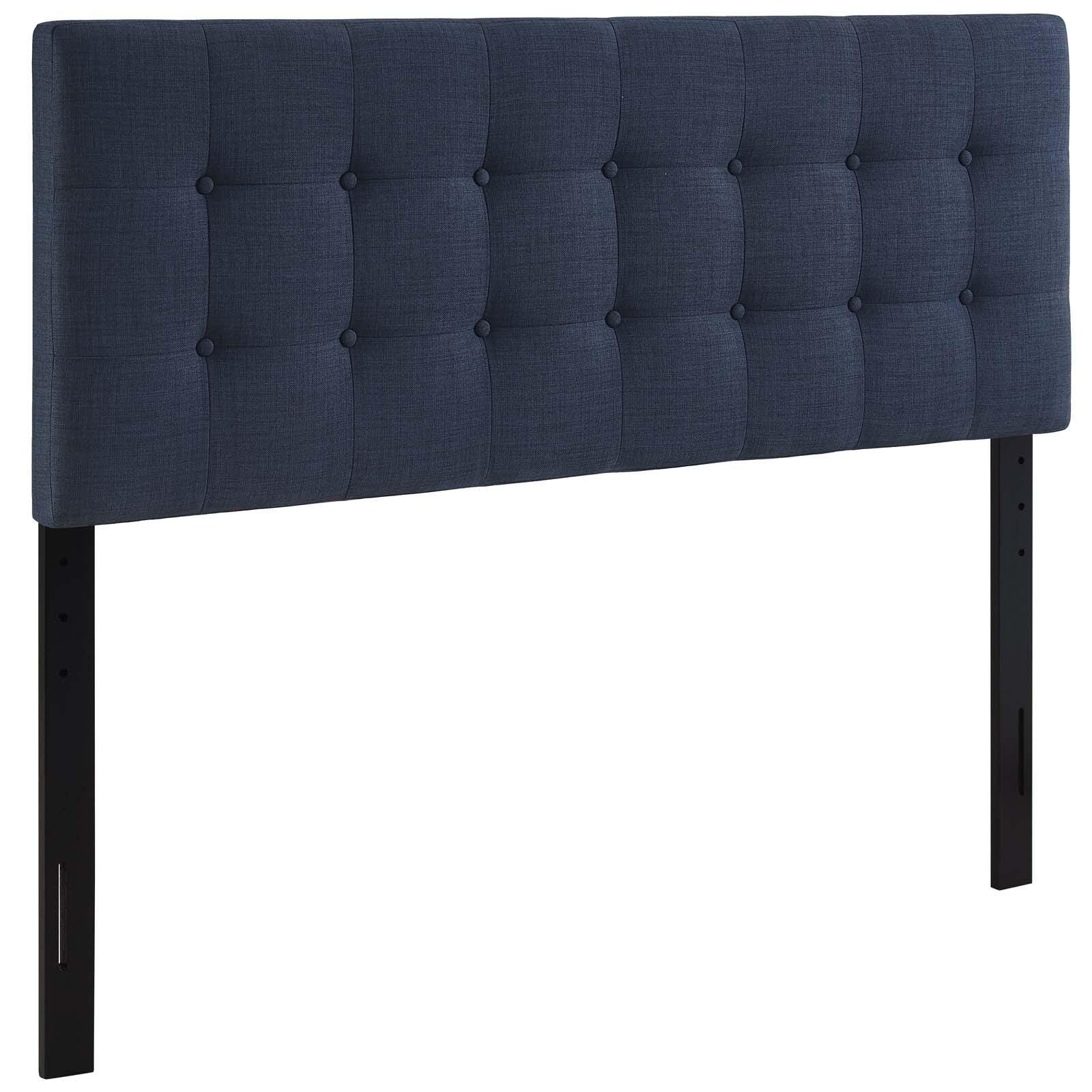 Emily King Upholstered Headboard, Navy, large