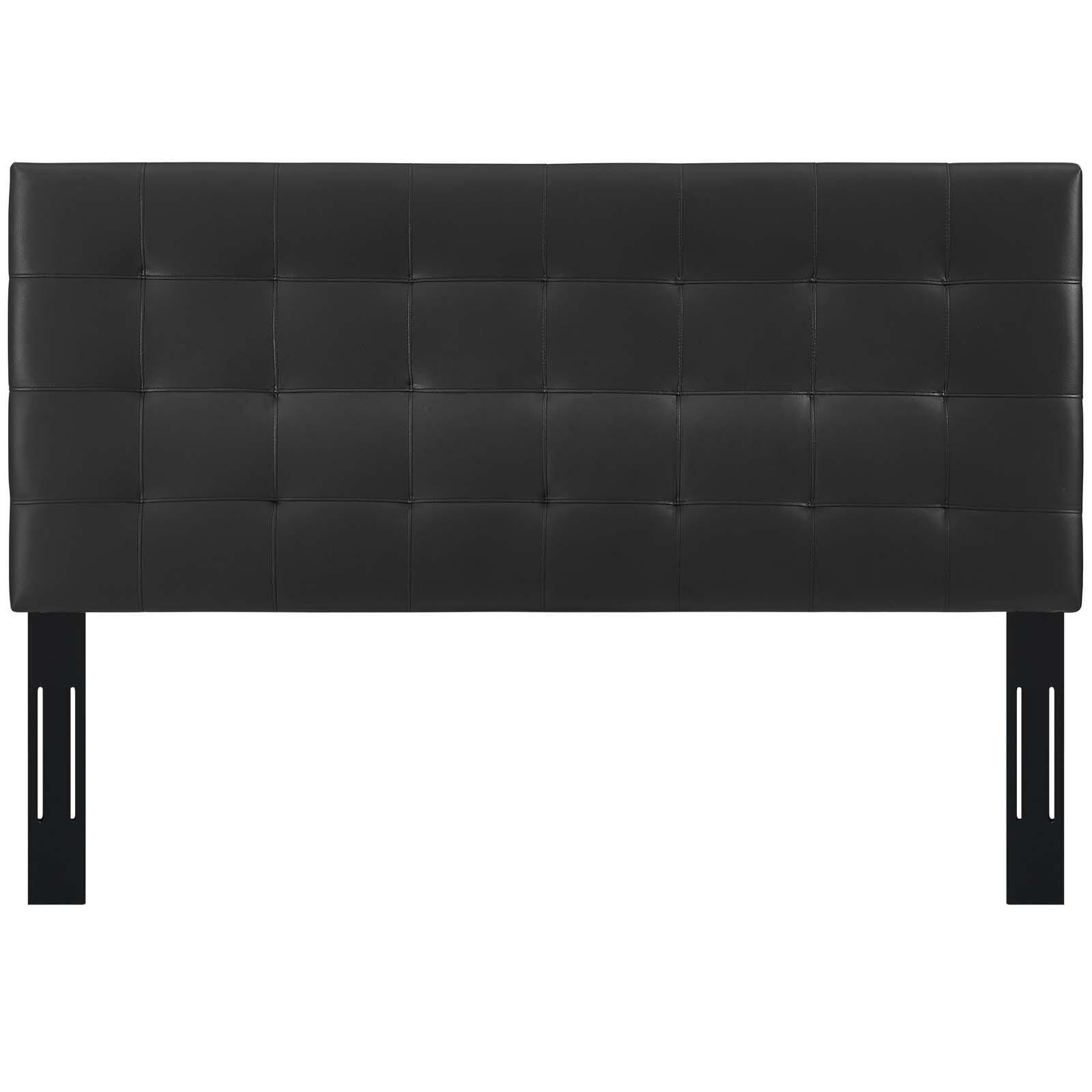 Paisley King and California King Tufted Upholstered Faux Leather Headboard, Black, large