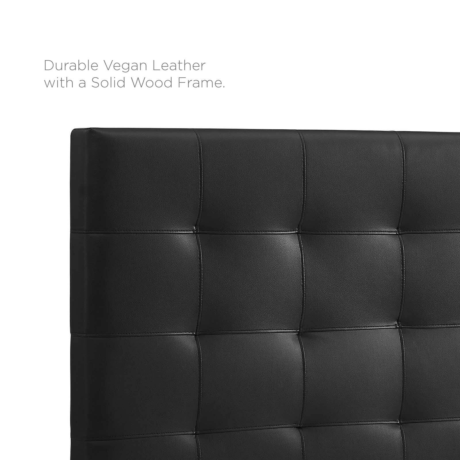 Paisley King and California King Tufted Upholstered Faux Leather Headboard, Black, large