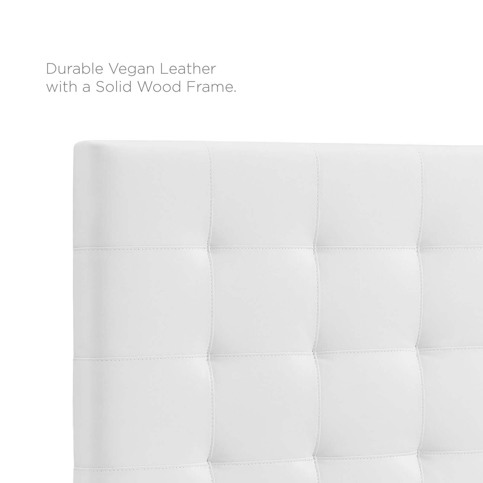 Paisley King and California King Tufted Upholstered Faux Leather Headboard, White, large