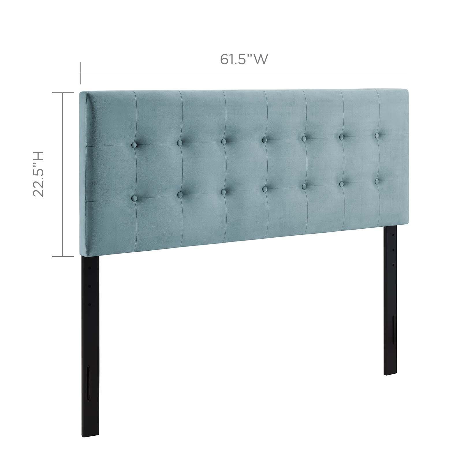 Emily Biscuit Tufted Velvet Headboard, Light Blue, large