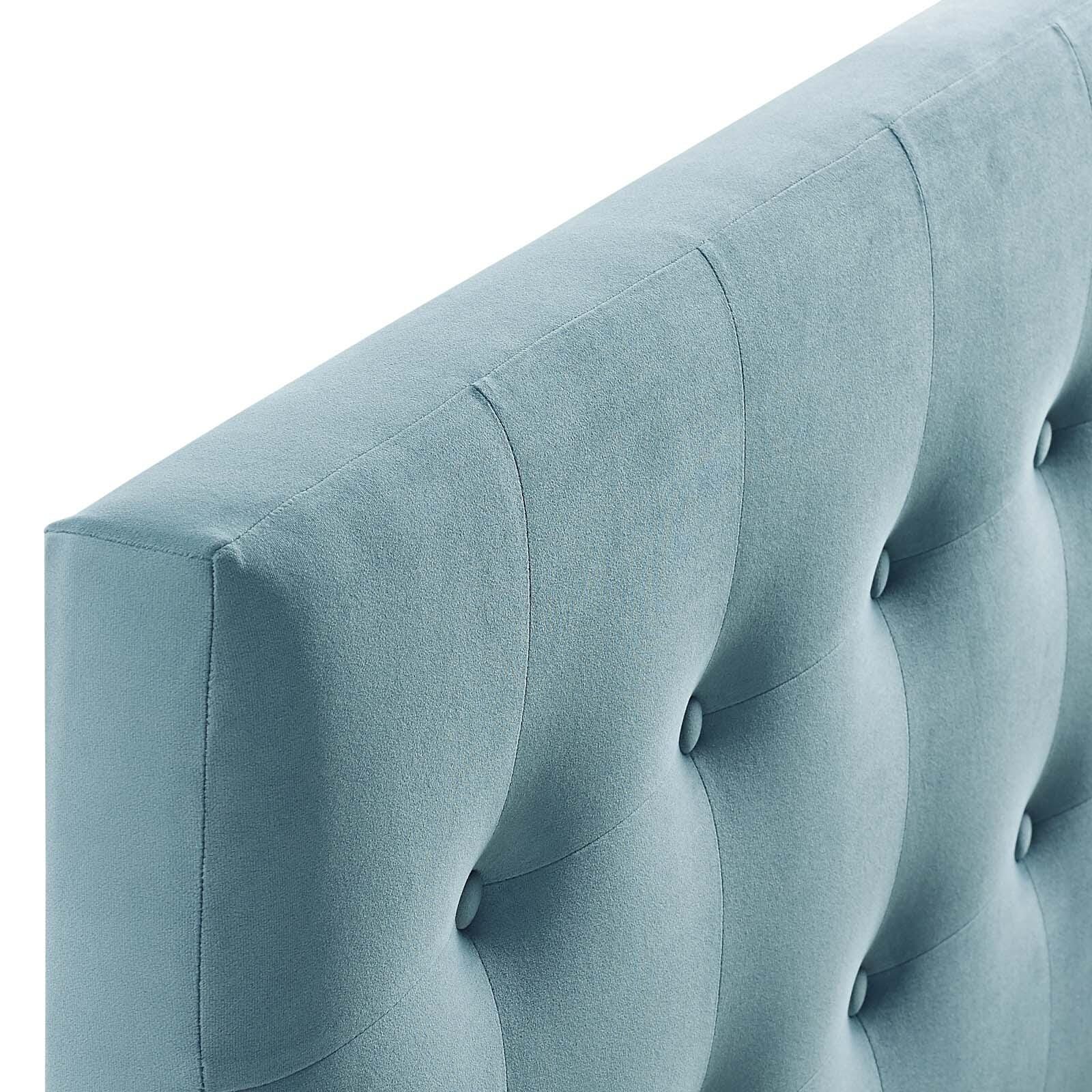 Emily Biscuit Tufted Velvet Headboard, Light Blue, large
