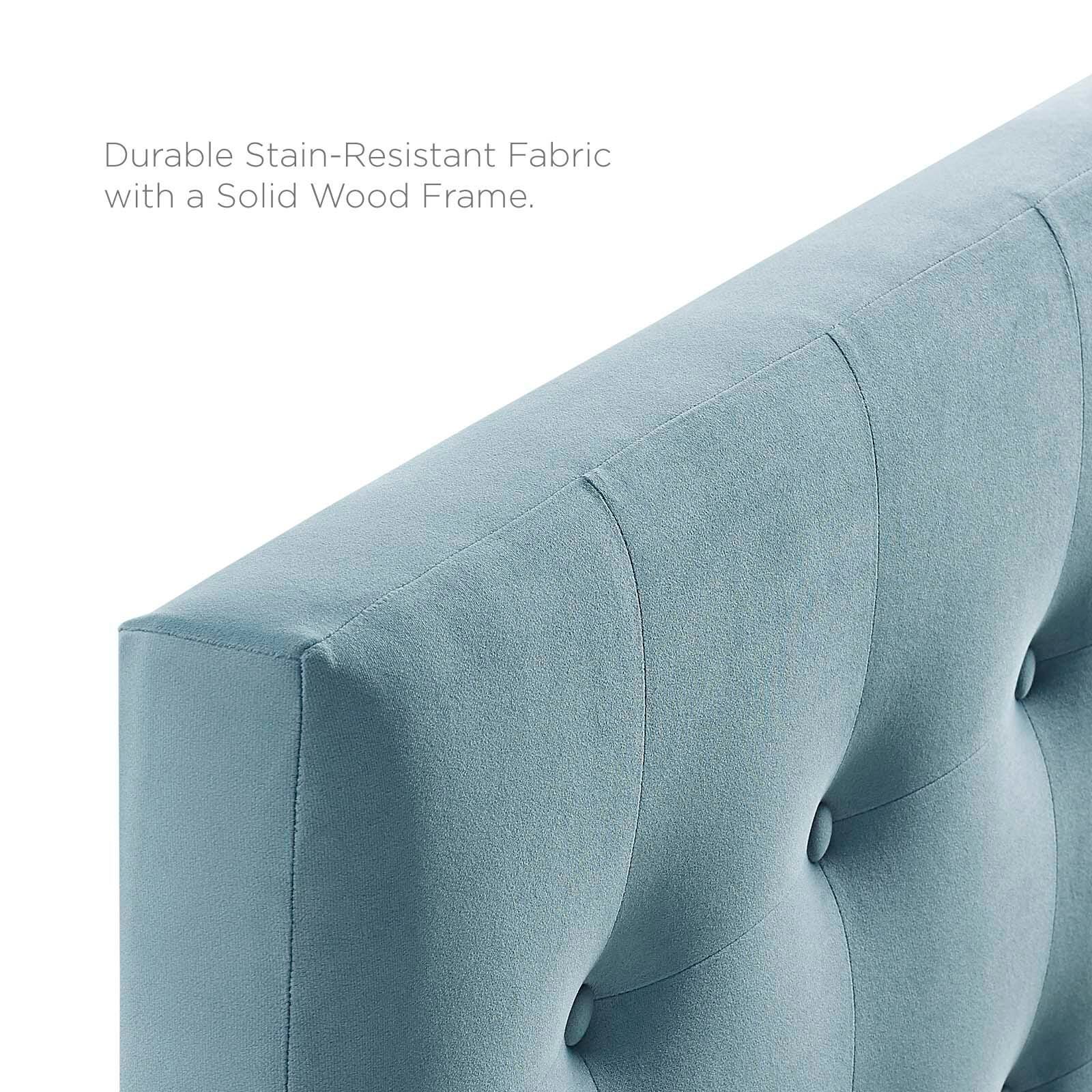 Emily Biscuit Tufted Velvet Headboard, Light Blue, large